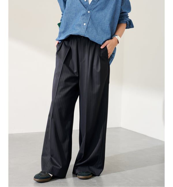 FRAMeWORK「≪予約≫TWストライプワイドパンツ」|スラックス|
