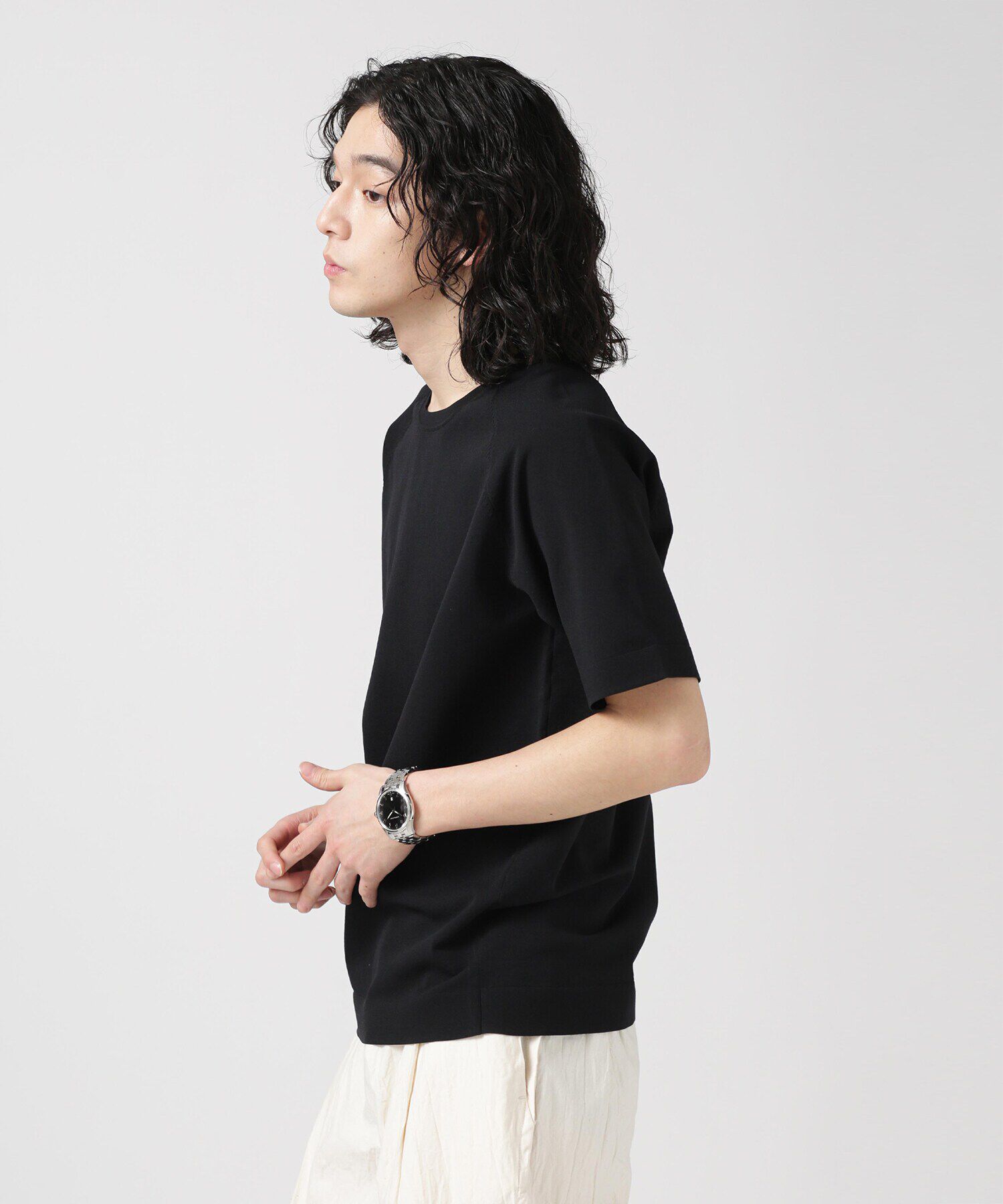 nano･universe「LB.03/SOLOTEXマルチファンクションクルーネックニット/半袖」|ニット・セーター|