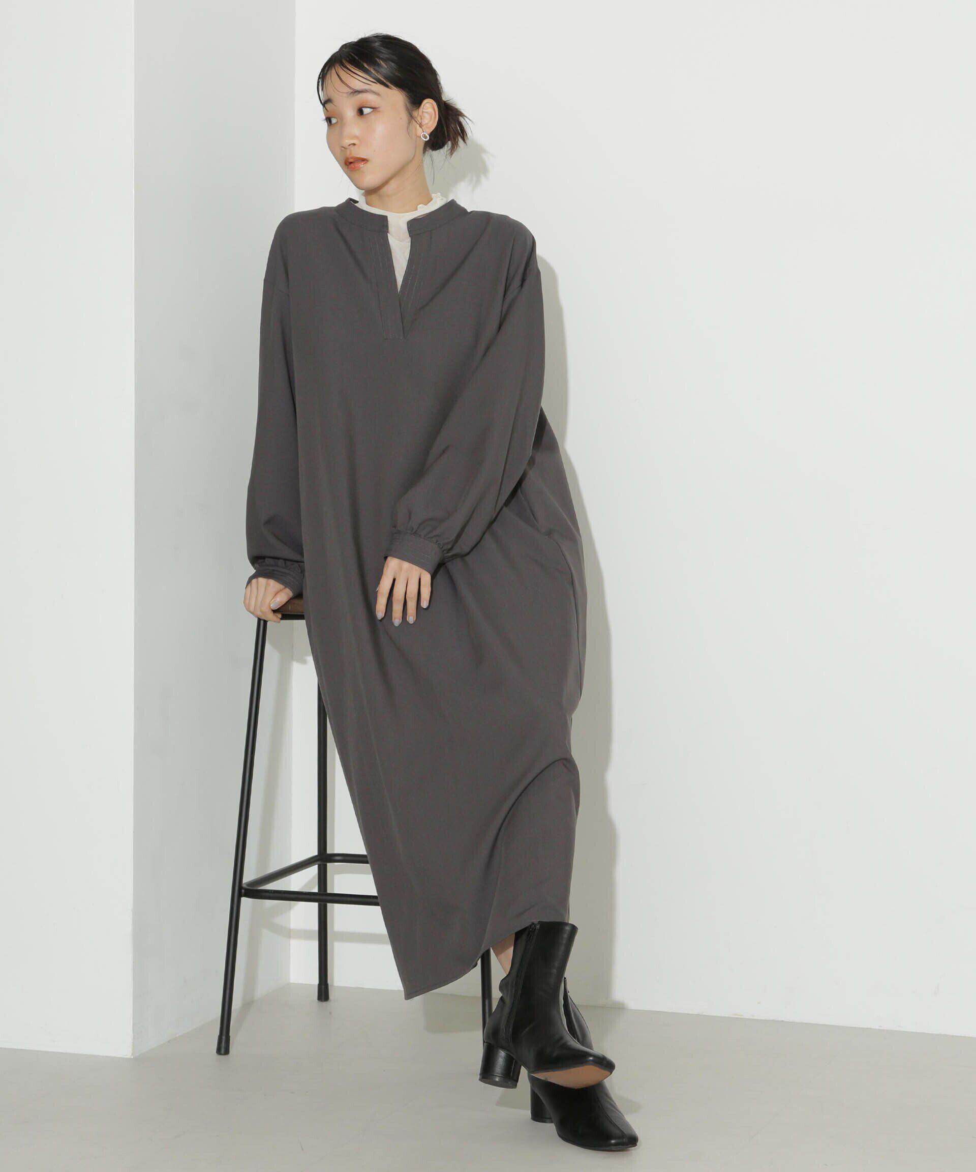 nano･universe「ハイカウントツイルバンドカラースキッパーワンピース」|ワンピース|