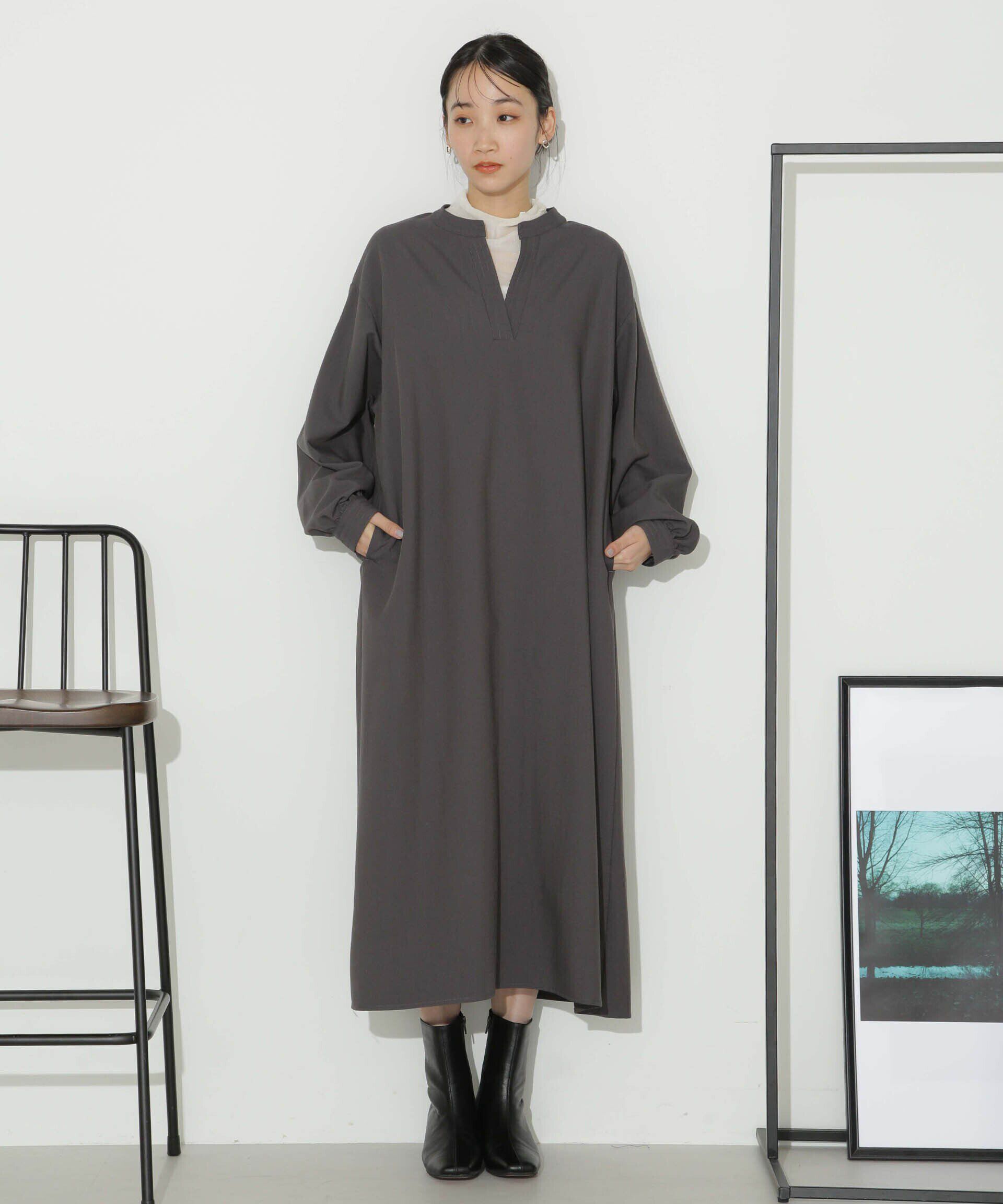 nano･universe「ハイカウントツイルバンドカラースキッパーワンピース」|ワンピース|