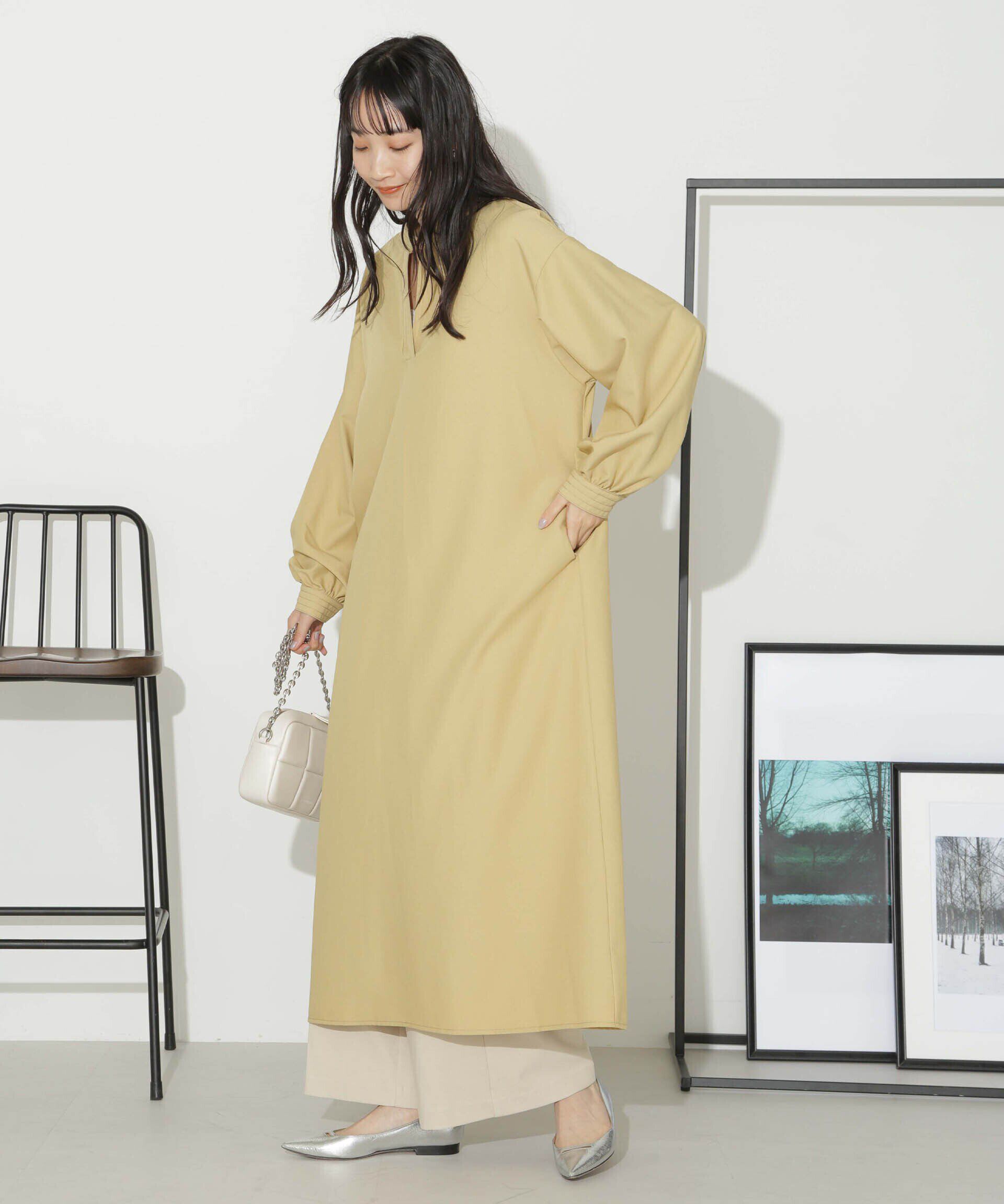 nano･universe「ハイカウントツイルバンドカラースキッパーワンピース」|ワンピース|