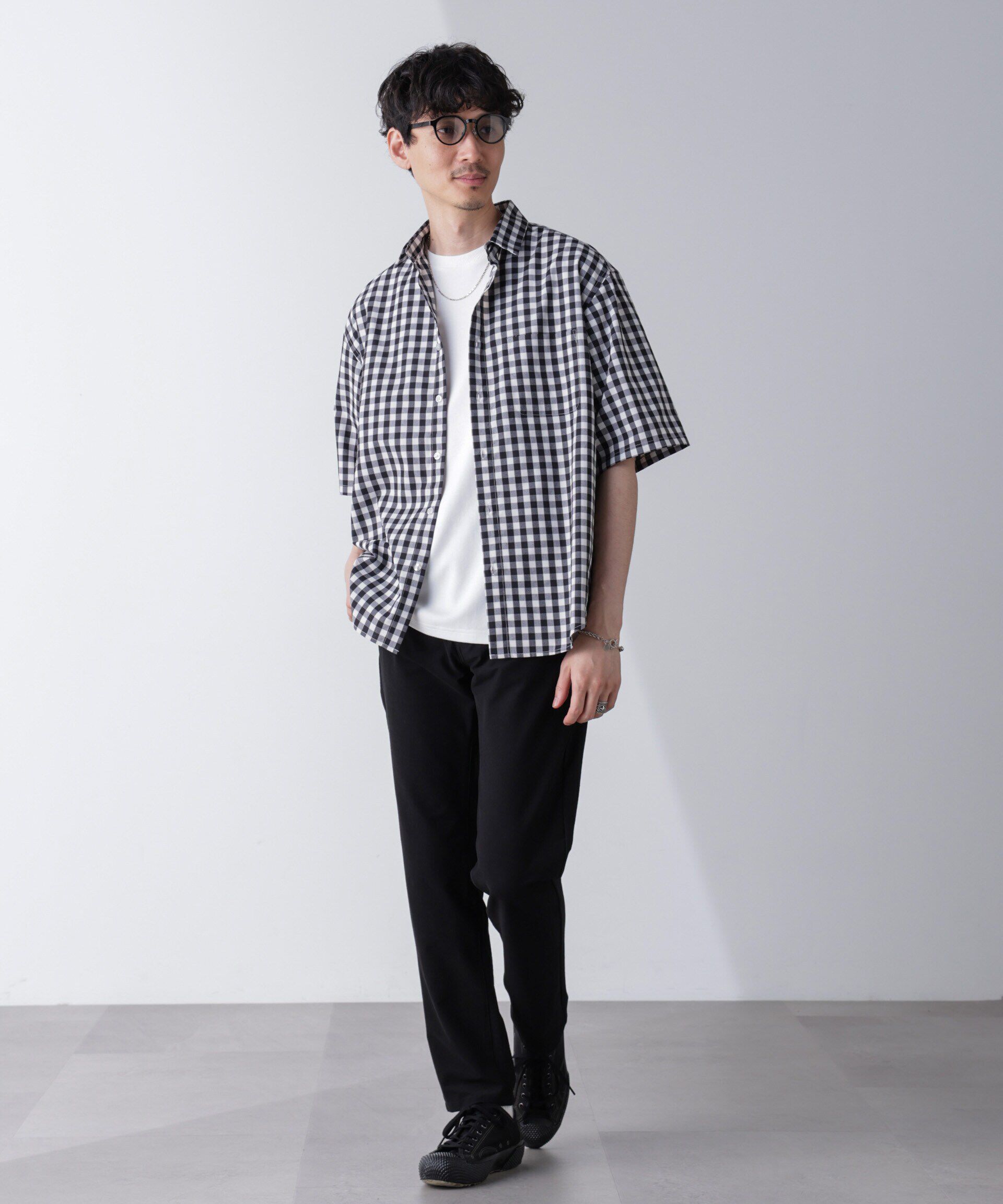 nano･universe「リラックスギンガムシャツ 半袖」|シャツ・ブラウス|