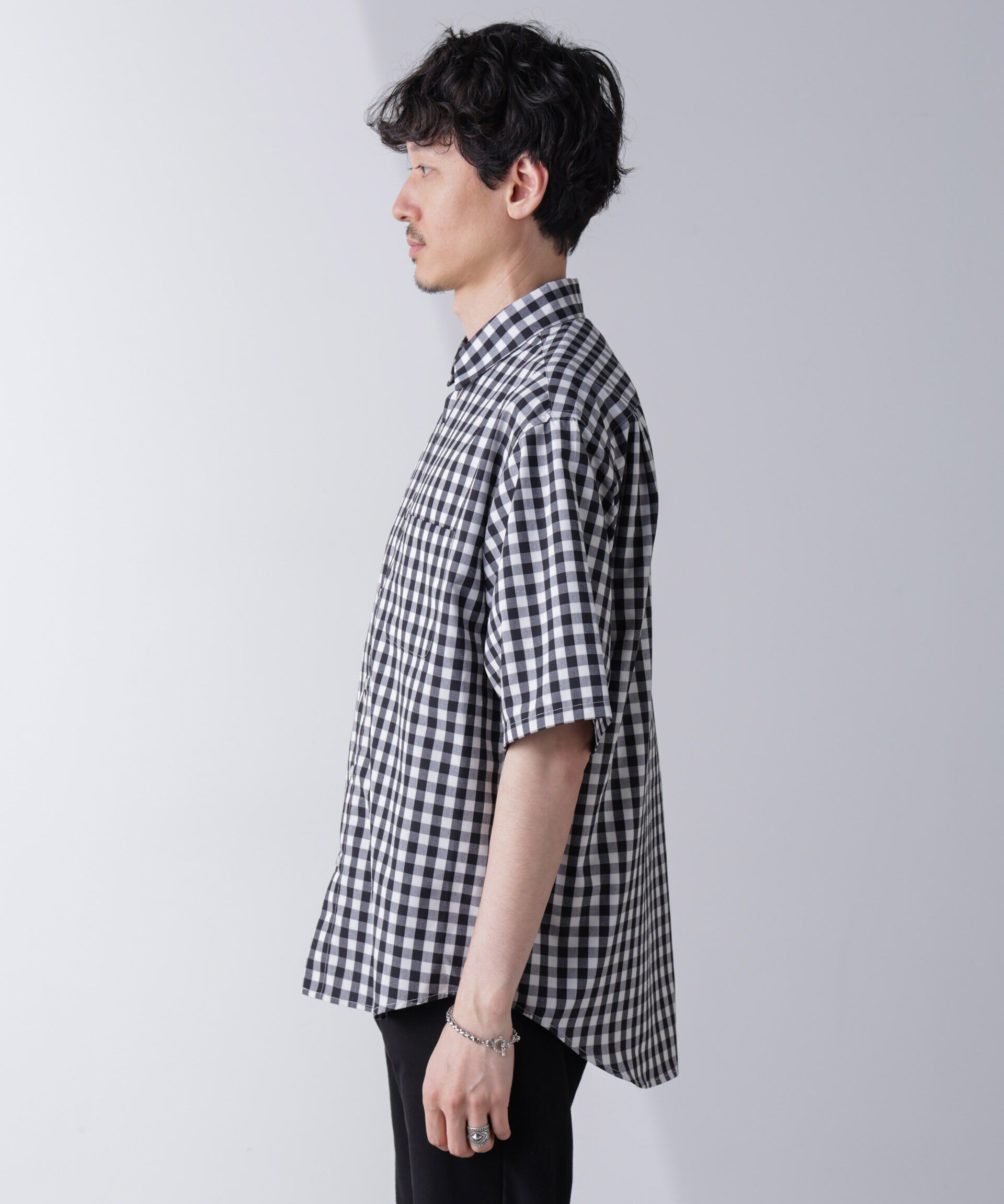 nano･universe「リラックスギンガムシャツ 半袖」|シャツ・ブラウス|
