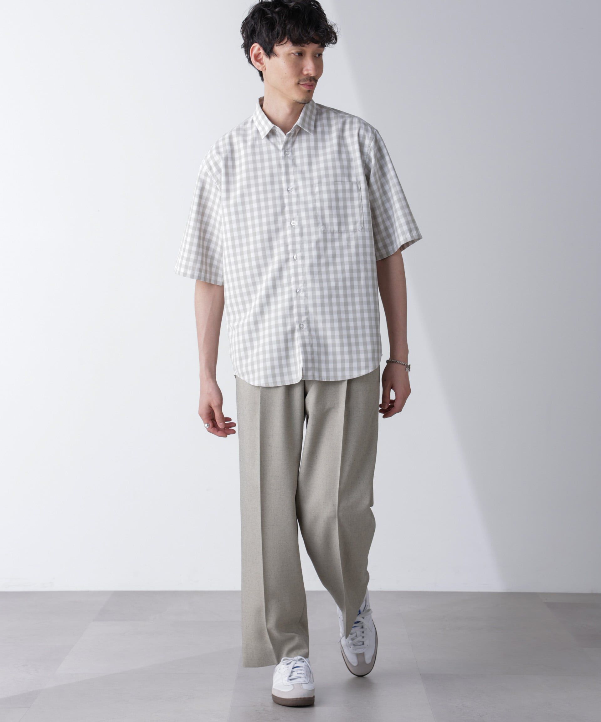 nano･universe「リラックスギンガムシャツ 半袖」|シャツ・ブラウス|