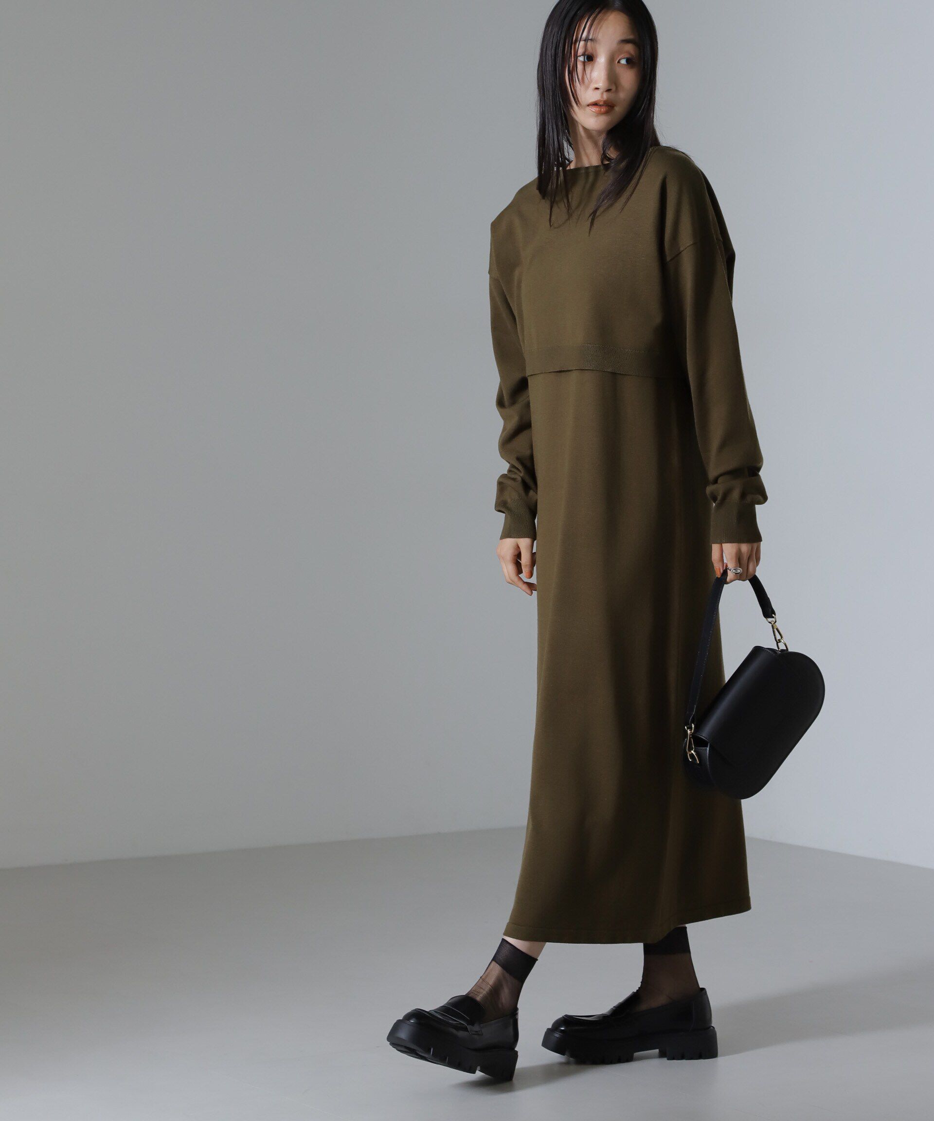 nano･universe「クロップドニットセットワンピース 24AW」|ワンピース|カーキ