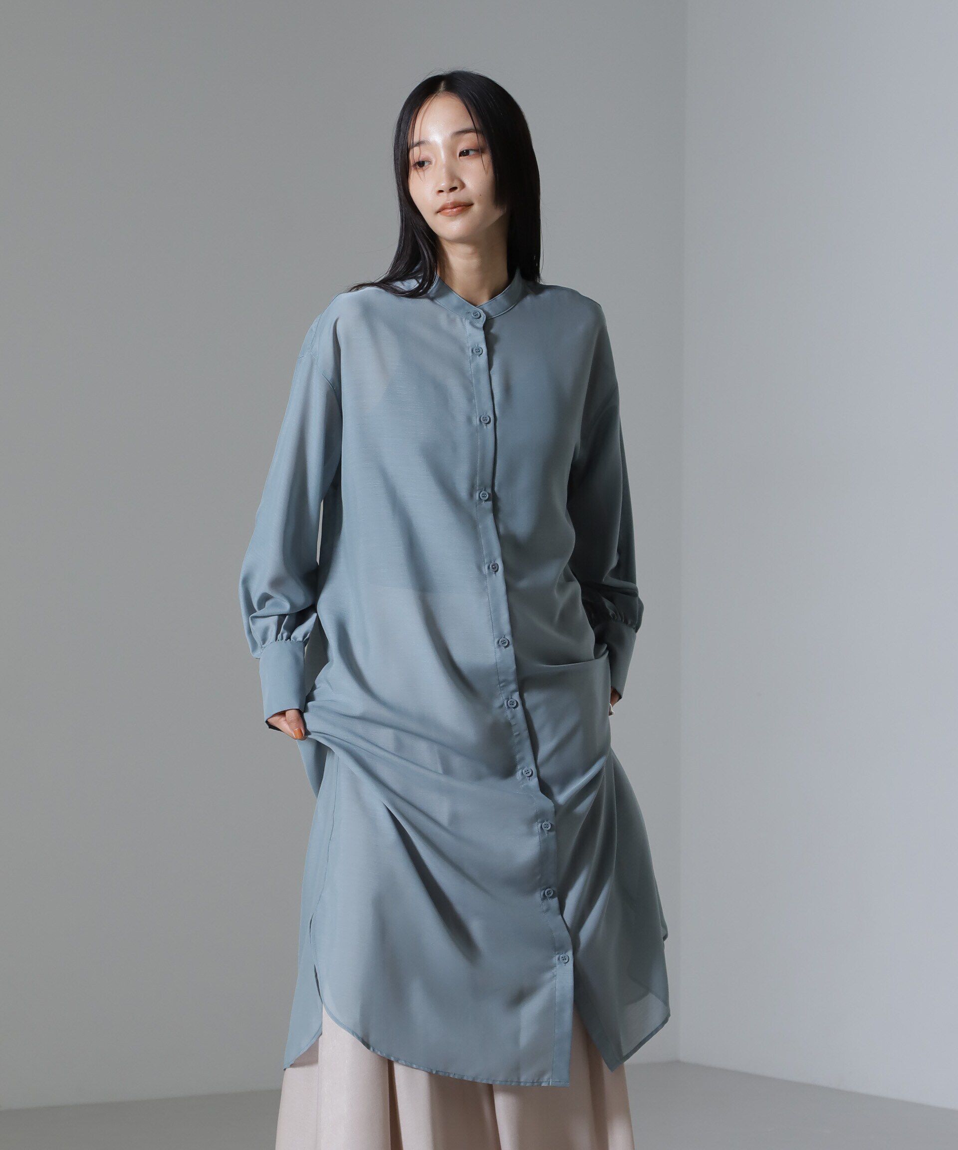 nano･universe「シアーマキシシャツワンピース」|ワンピース|