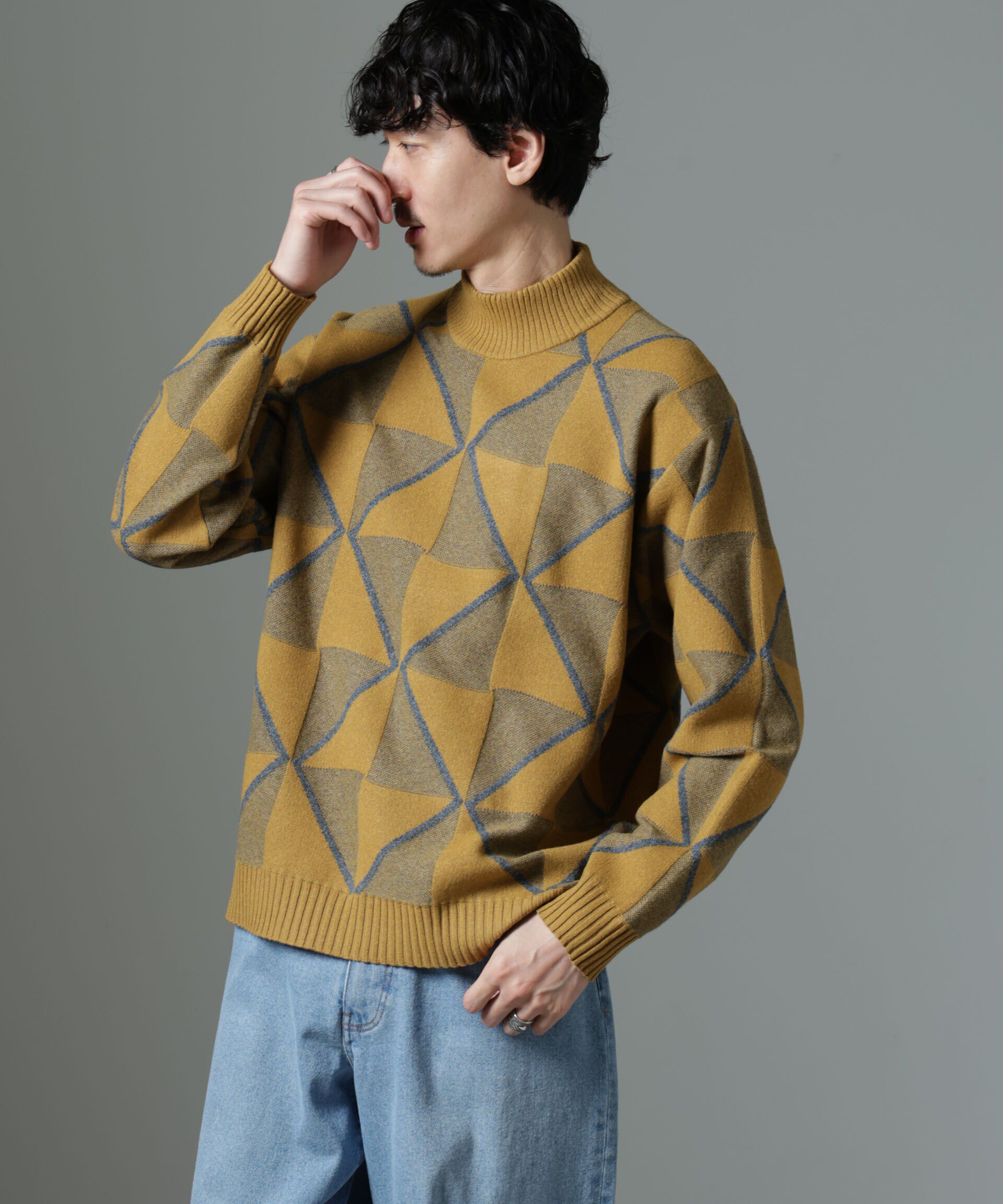 nano･universe「WEB限定/ダイヤ柄ハイネックニット」|ニット・セーター|