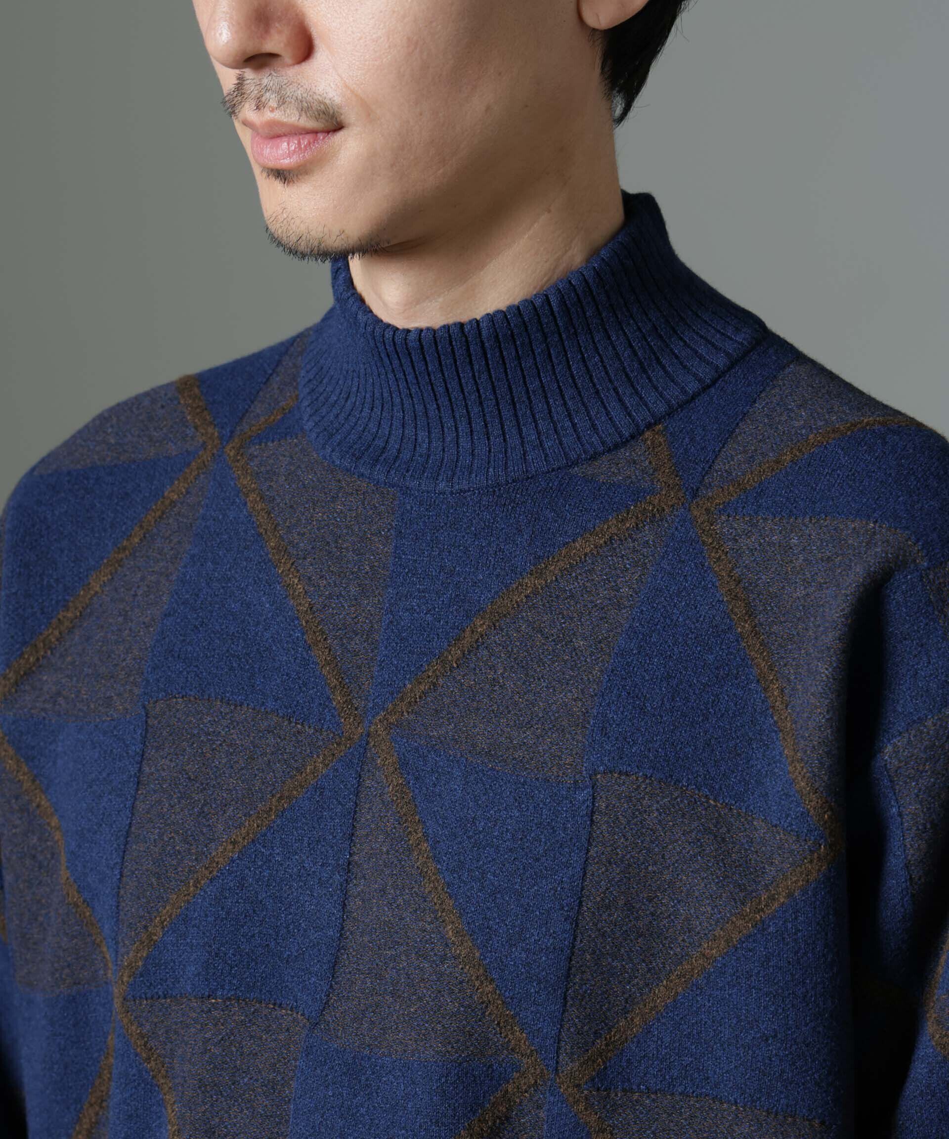 nano･universe「WEB限定/ダイヤ柄ハイネックニット」|ニット・セーター|