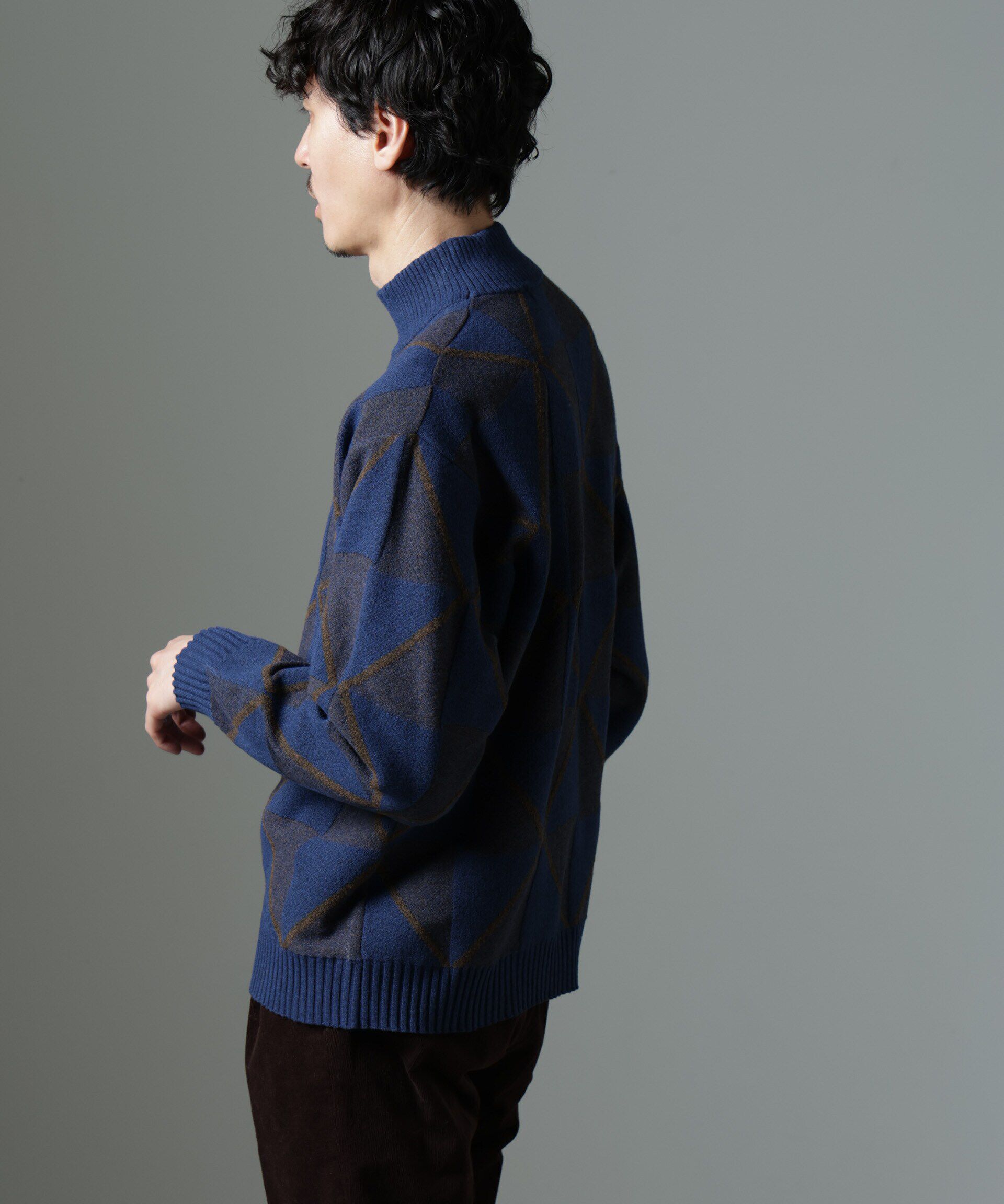 nano･universe「WEB限定/ダイヤ柄ハイネックニット」|ニット・セーター|