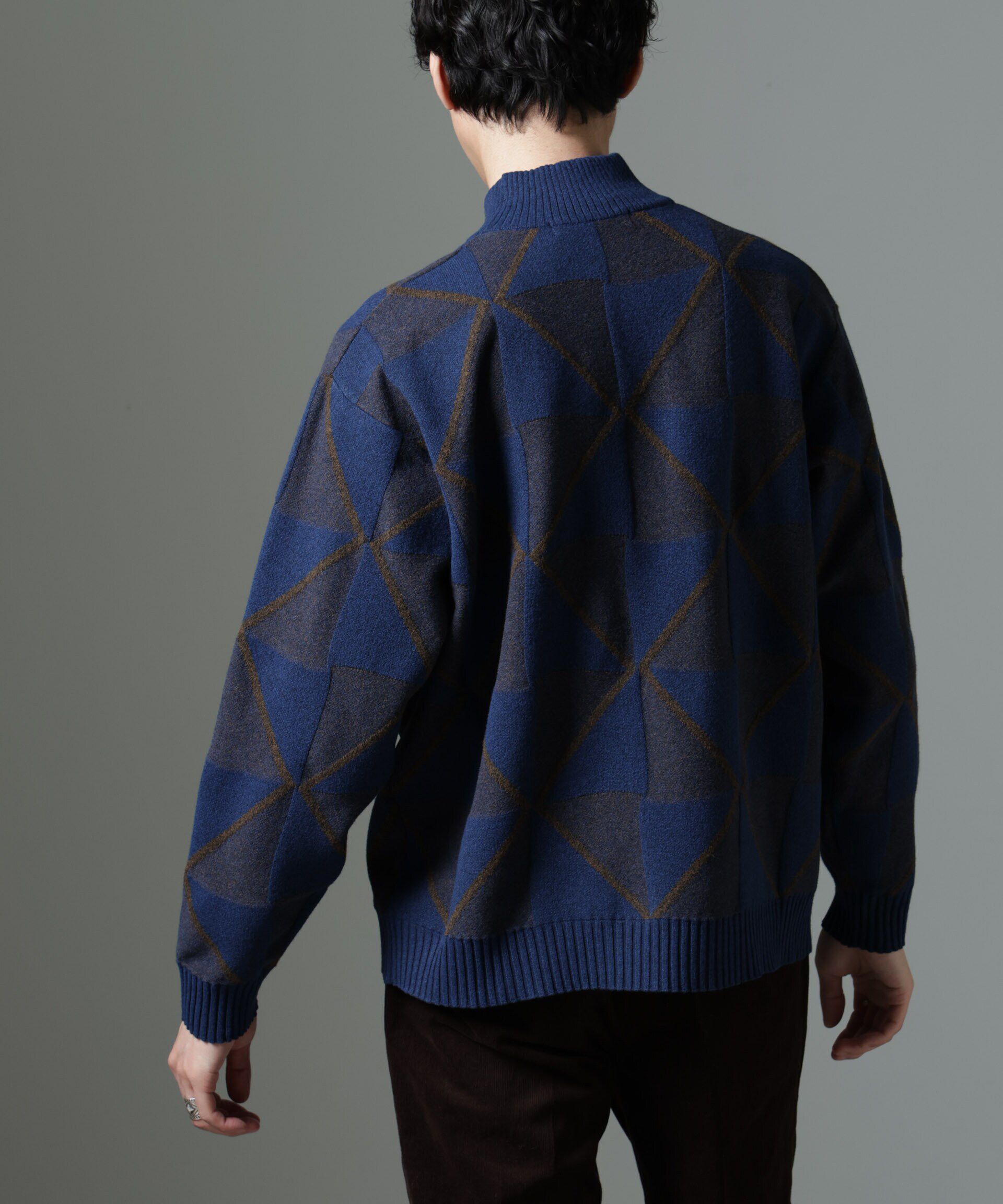 nano･universe「WEB限定/ダイヤ柄ハイネックニット」|ニット・セーター|