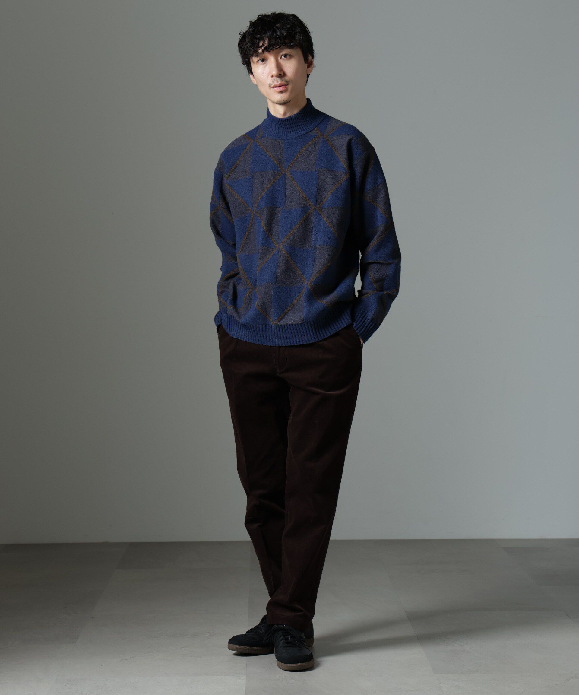 nano･universe「WEB限定/ダイヤ柄ハイネックニット」|ニット・セーター|