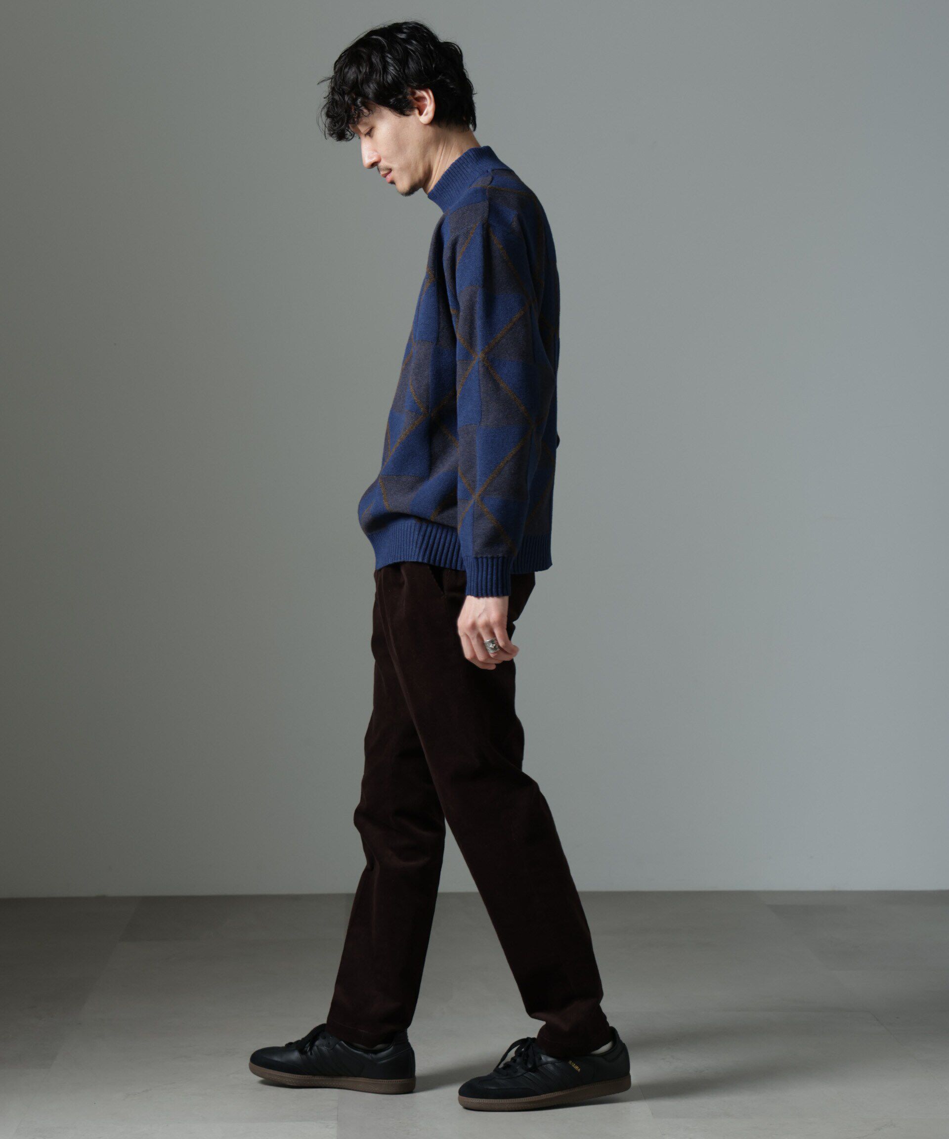 nano･universe「WEB限定/ダイヤ柄ハイネックニット」|ニット・セーター|