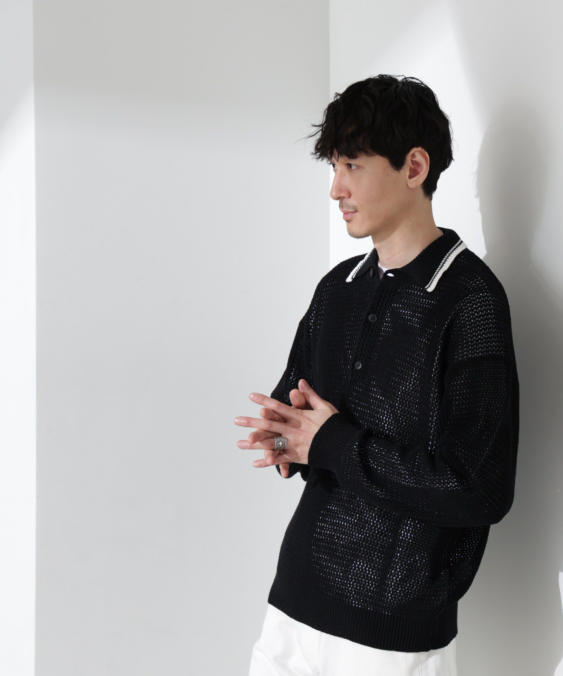 nano･universe「ローゲージ ニットポロ」|ニット・セーター|