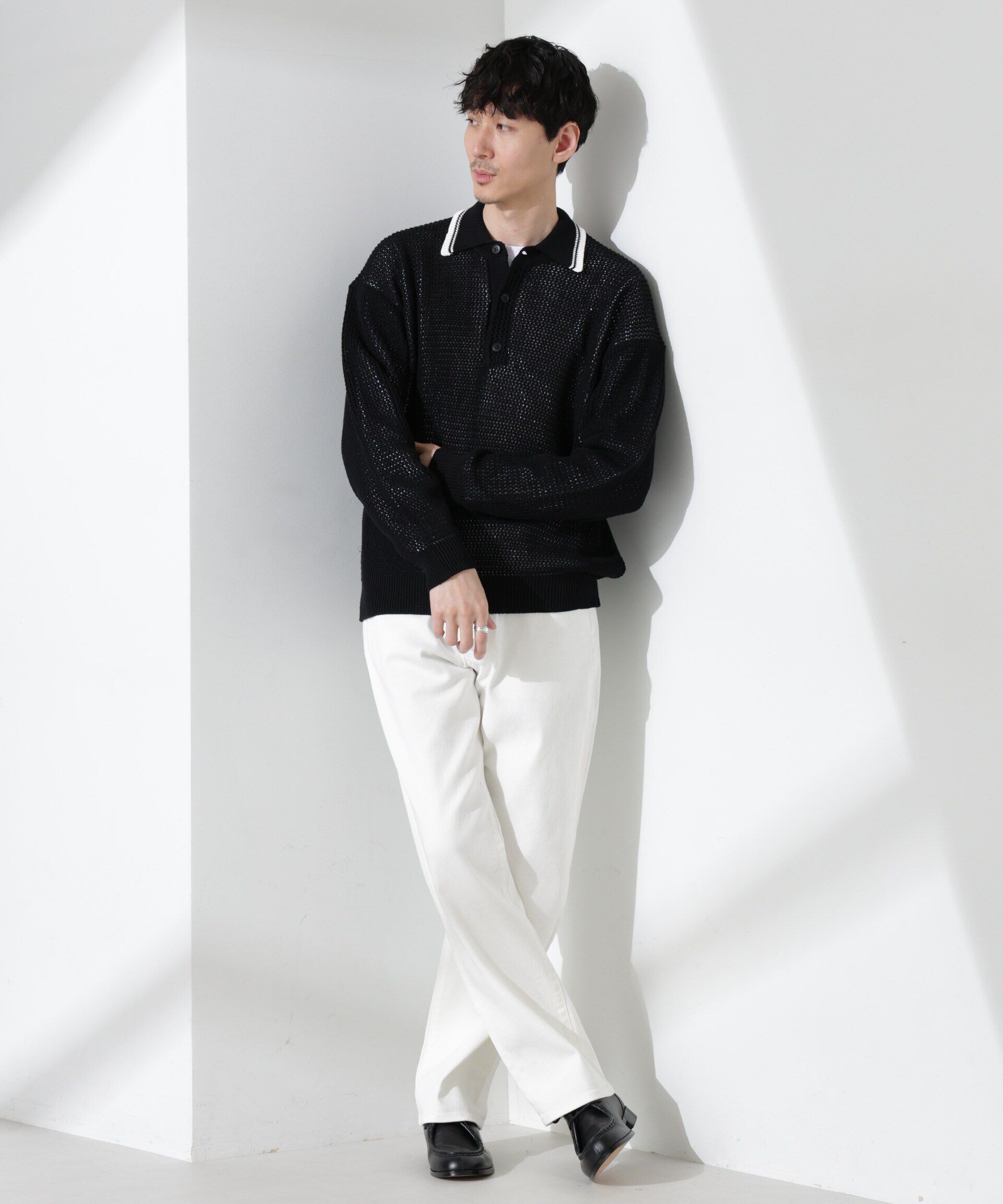 nano･universe「ローゲージ ニットポロ」|ニット・セーター|