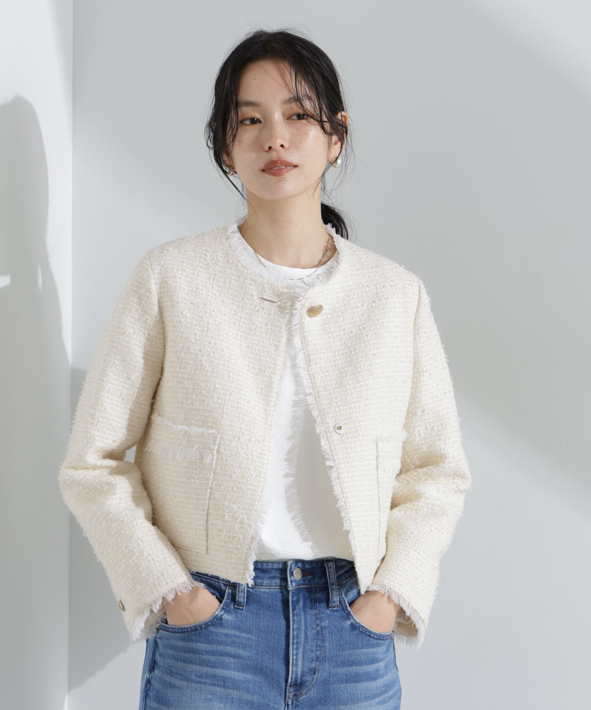 nano･universe「コンパクトツィードジャケット」|テーラードジャケット|