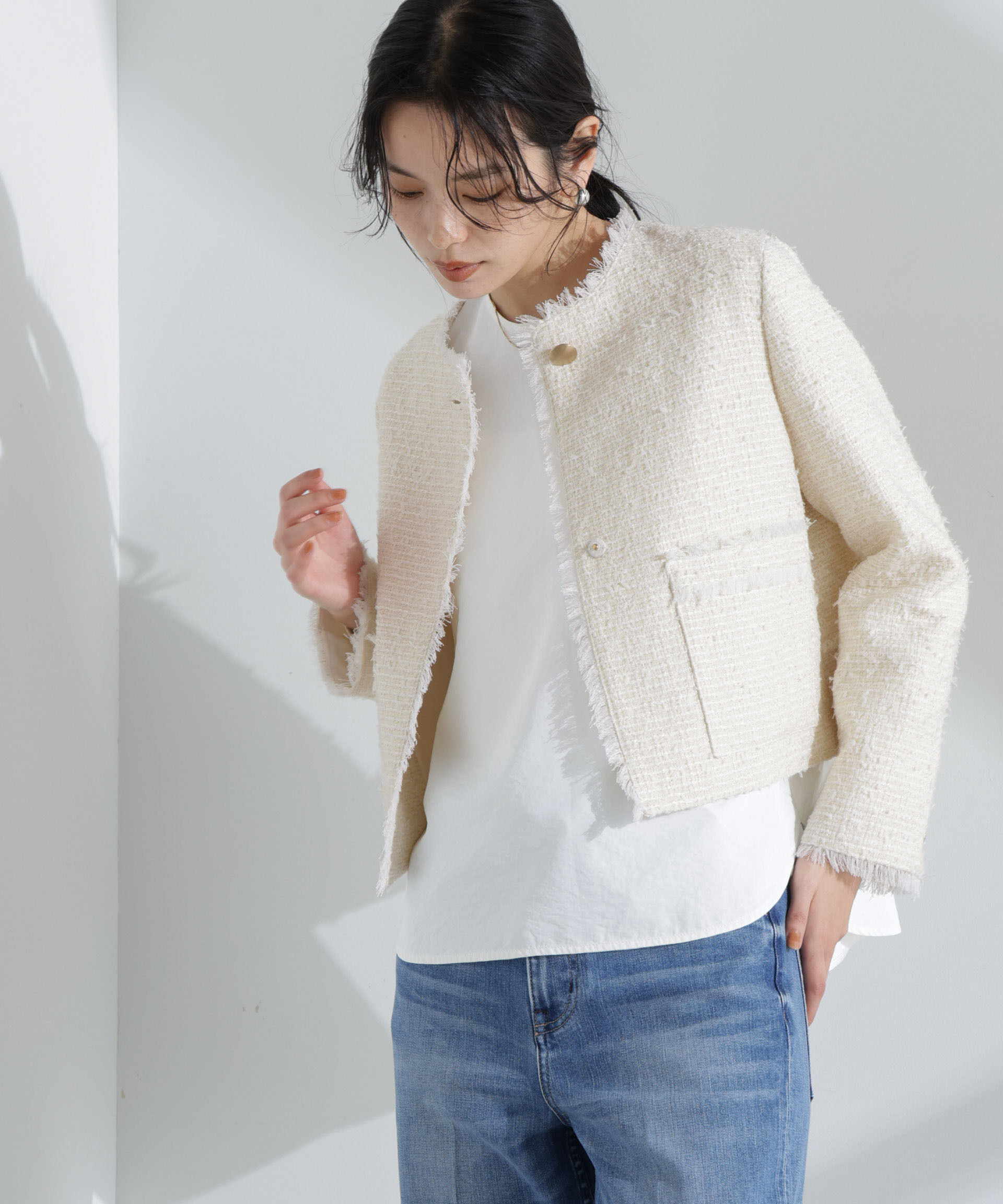 nano･universe「コンパクトツィードジャケット」|テーラードジャケット|