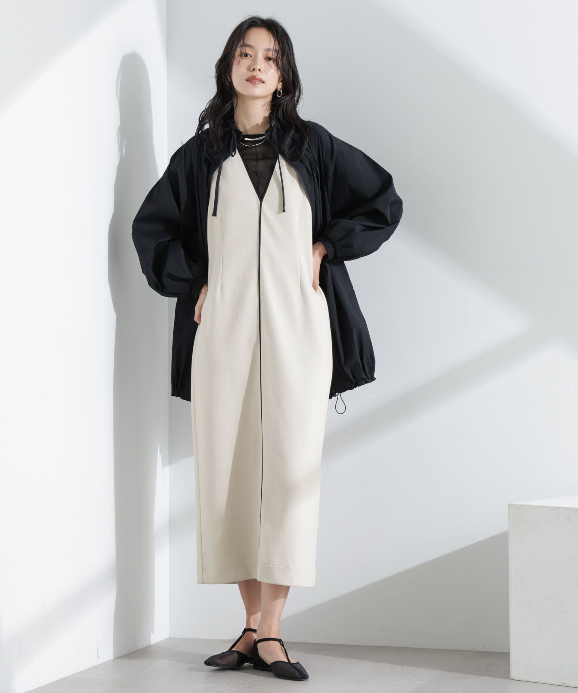 nano･universe「ブークレダンボールパイピングワンピース」|ワンピース|オフホワイト1