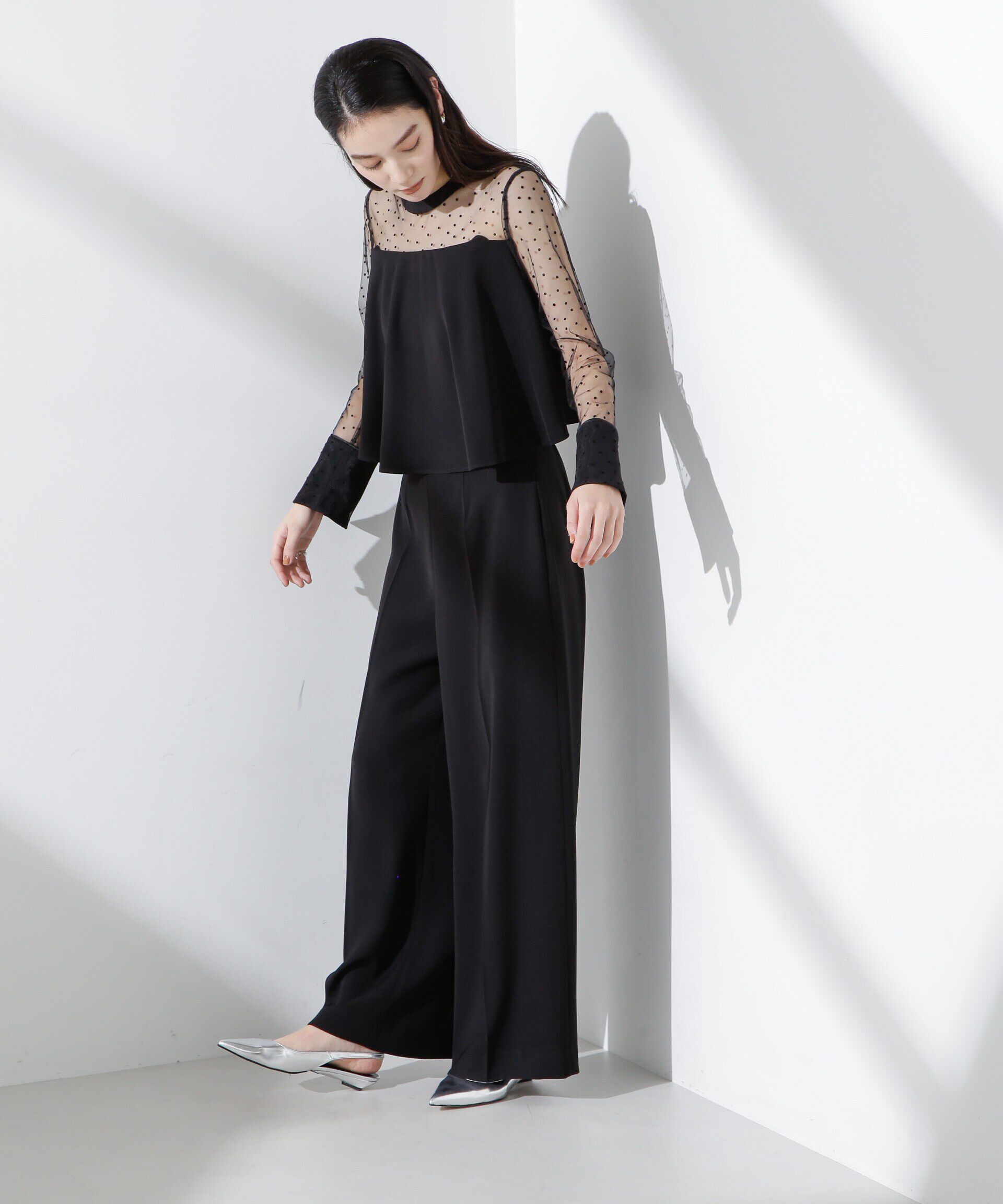 nano･universe「フロッキードットチュールセットアップ」|ワンピース|ブラック