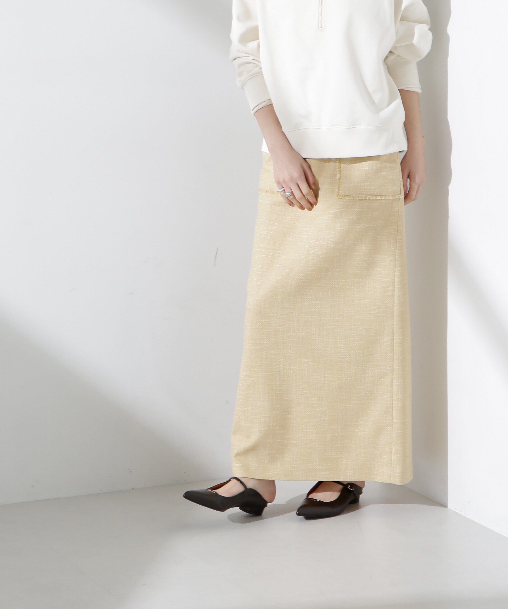 nano･universe「フリンジアウトポケットIラインスカート」|スカート|イエロー