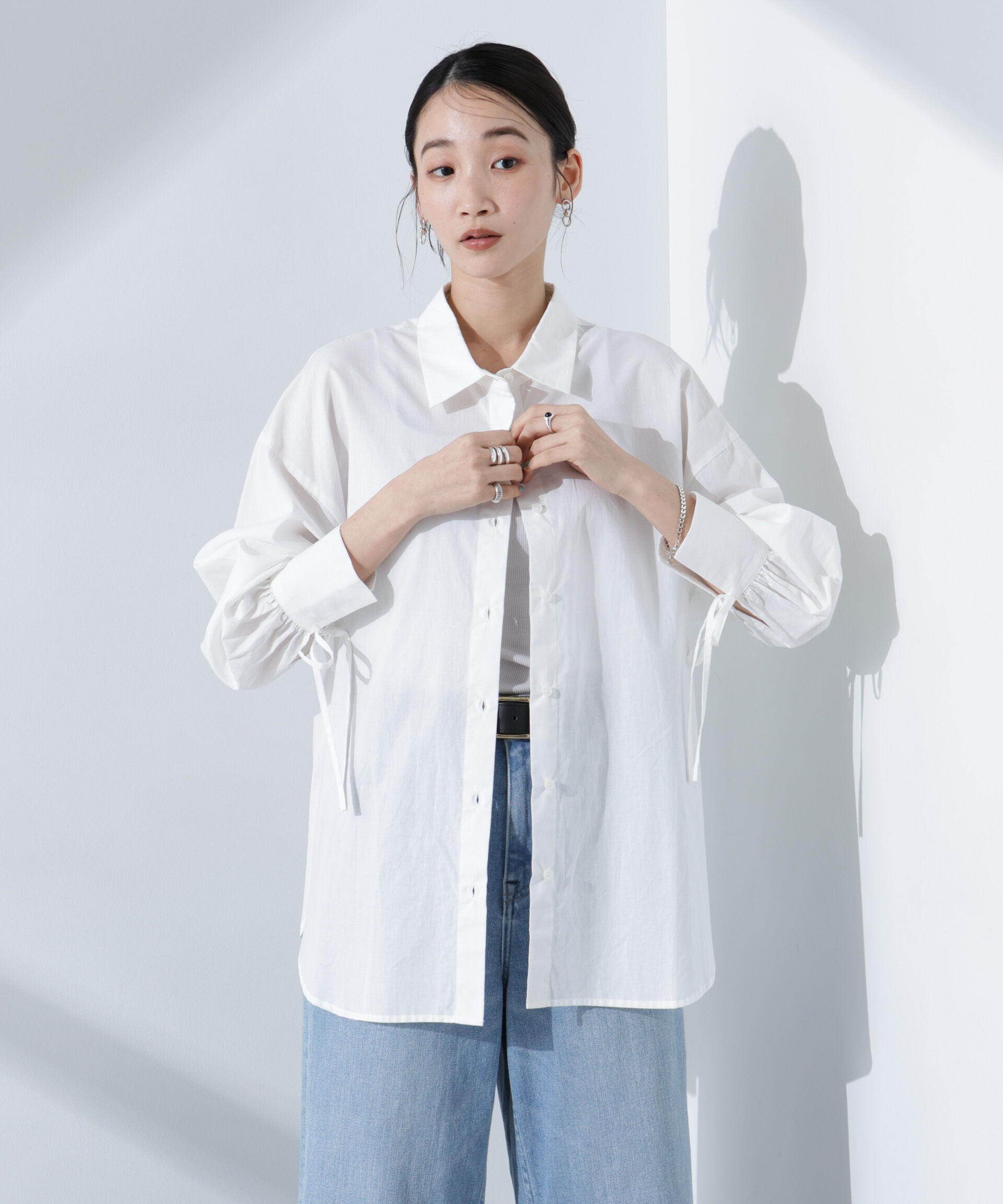 nano･universe「リボンスリーブシャツ」|シャツ・ブラウス|