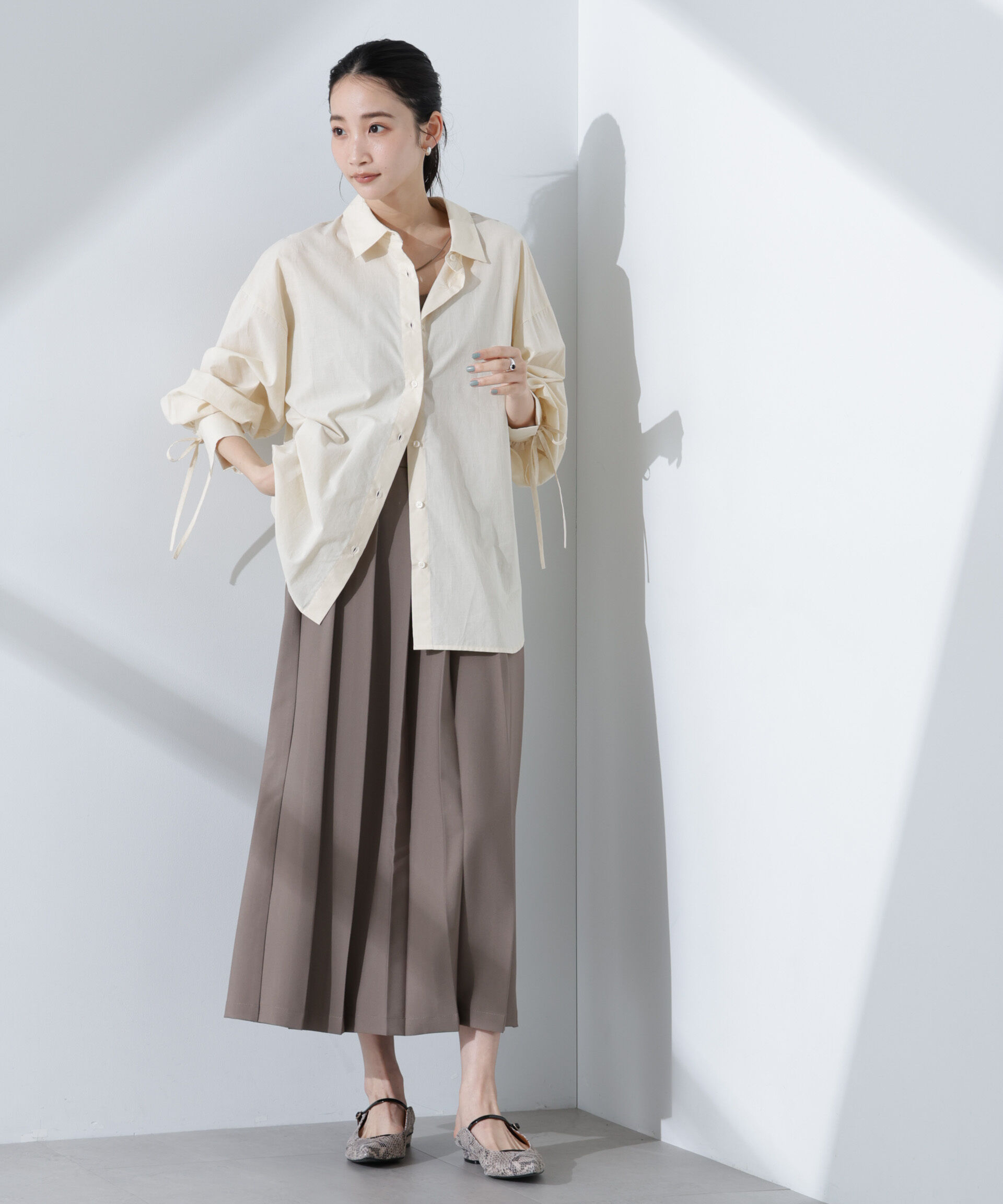 nano･universe「リボンスリーブシャツ」|シャツ・ブラウス|