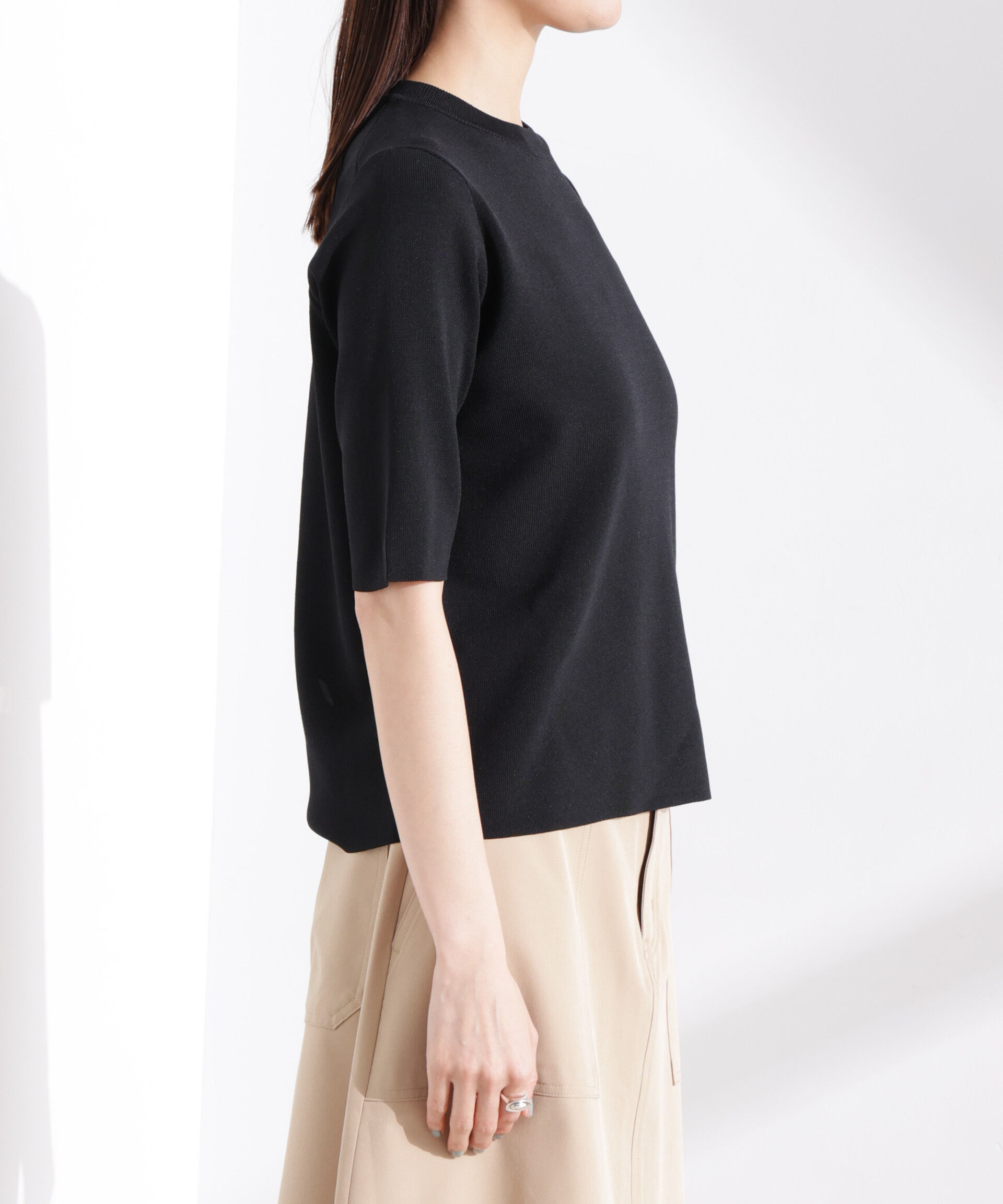 nano･universe「洗濯機洗い可UVカット接触冷感半袖ニット」|ニット・セーター|