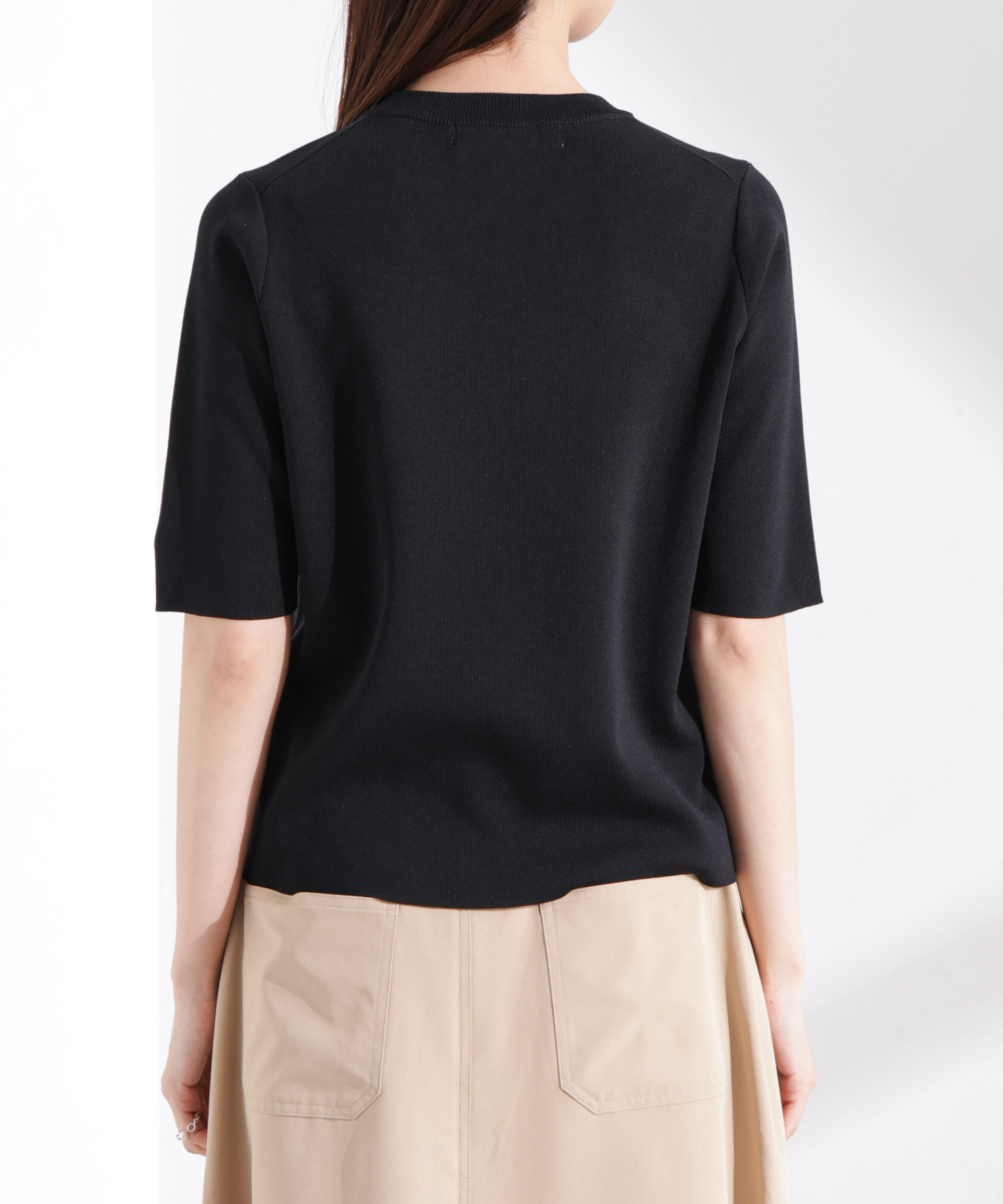 nano･universe「洗濯機洗い可UVカット接触冷感半袖ニット」|ニット・セーター|