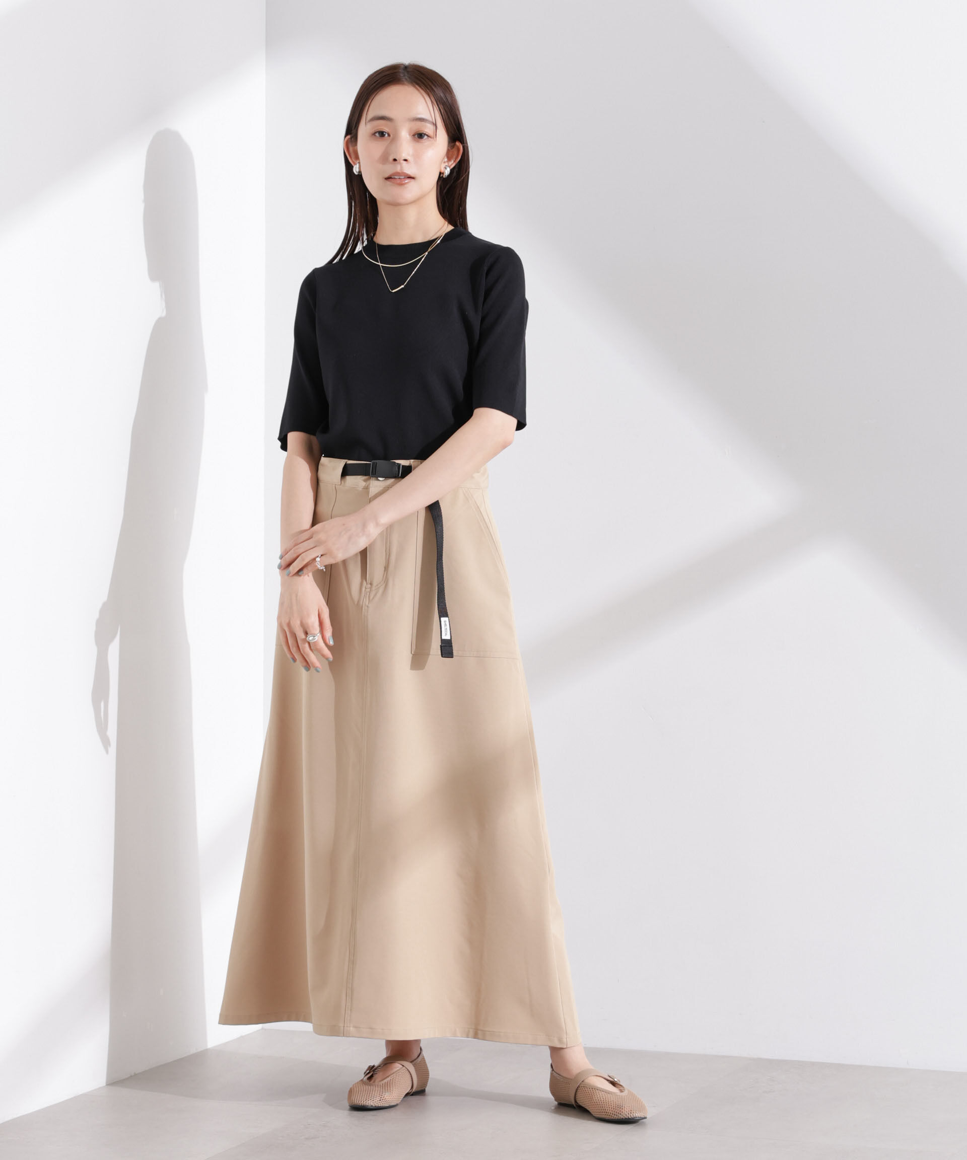 nano･universe「洗濯機洗い可UVカット接触冷感半袖ニット」|ニット・セーター|