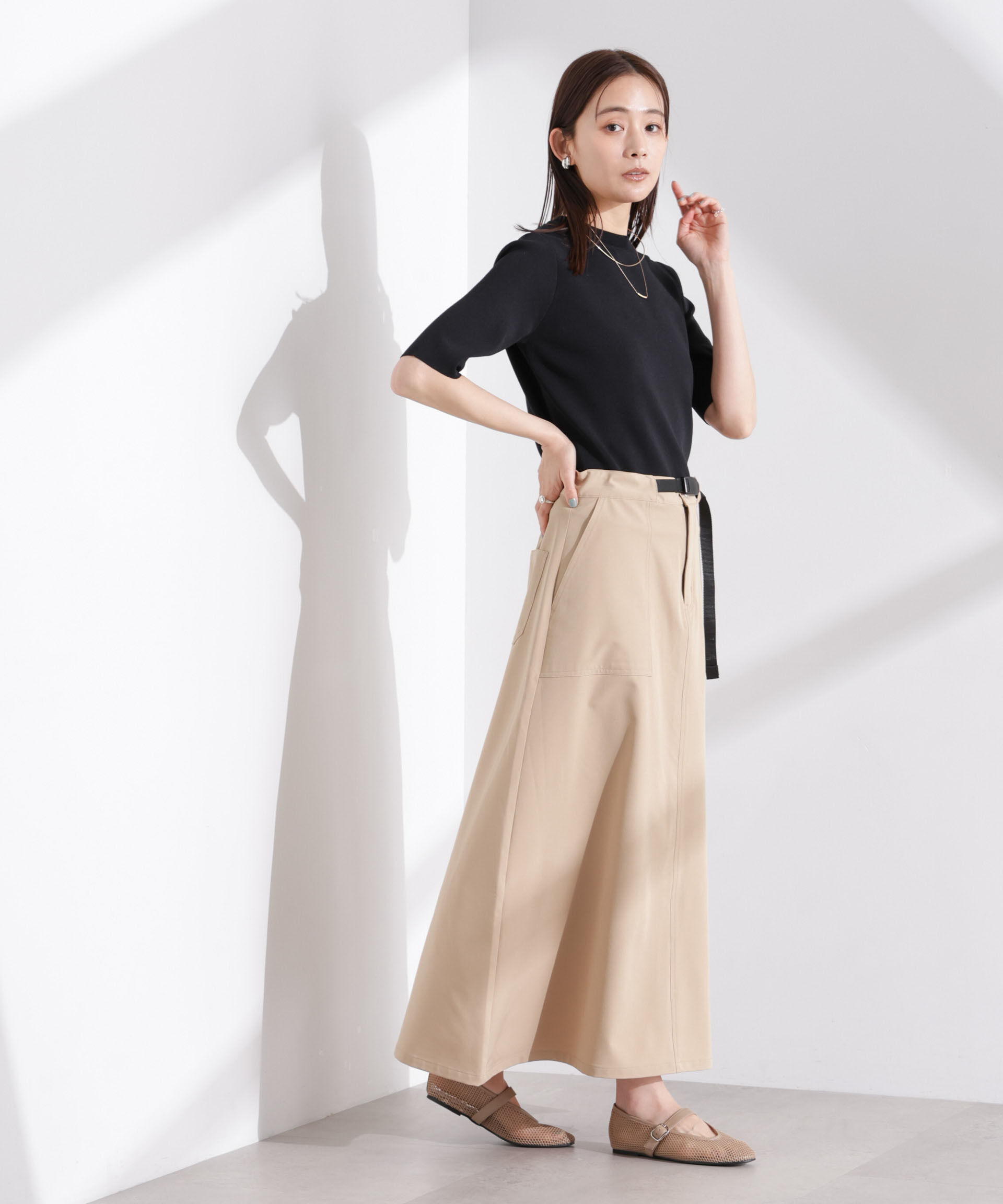 nano･universe「洗濯機洗い可UVカット接触冷感半袖ニット」|ニット・セーター|