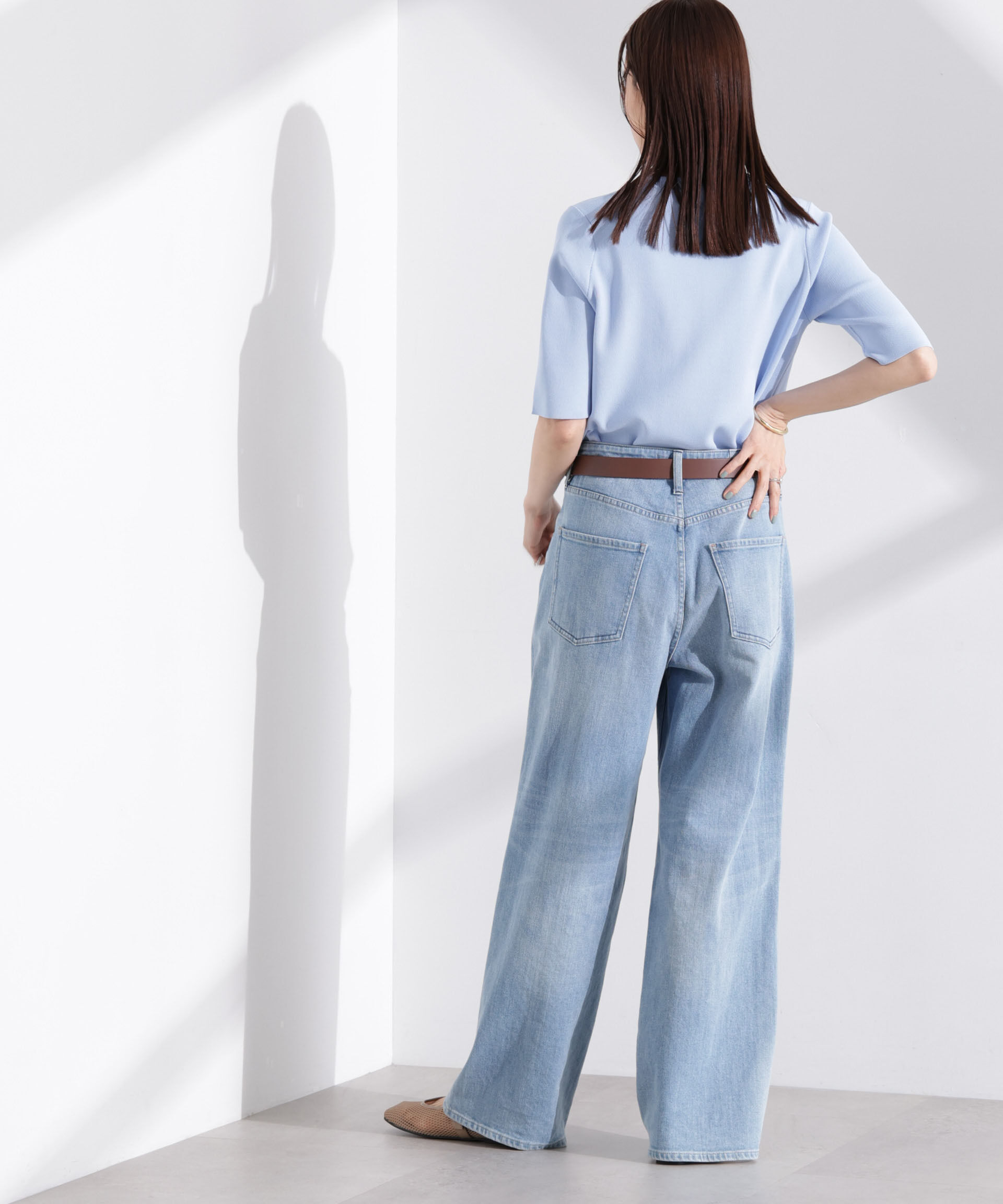 nano･universe「洗濯機洗い可UVカット接触冷感半袖ニット」|ニット・セーター|