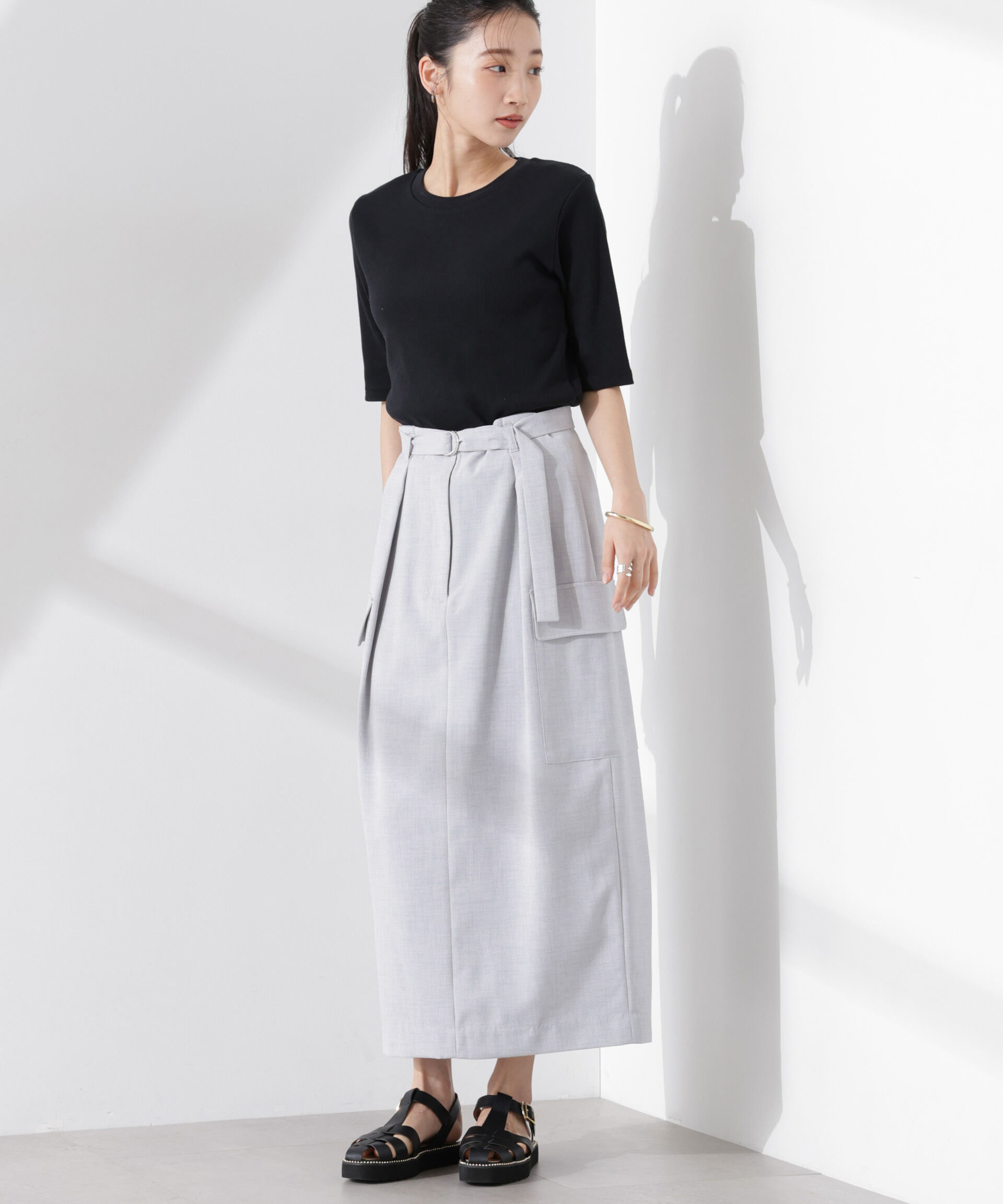 nano･universe「多機能素材ベルト付ポケットディティールスカート（セットアップ可）」|スカート|