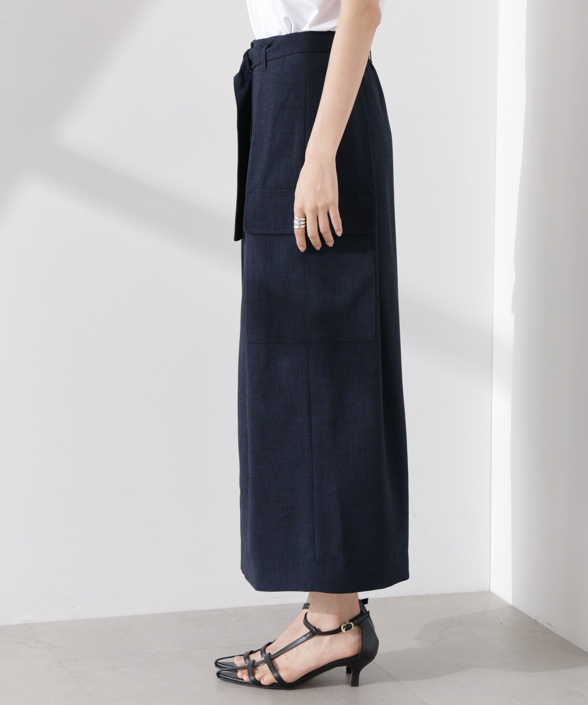 nano･universe「多機能素材ベルト付ポケットディティールスカート（セットアップ可）」|スカート|