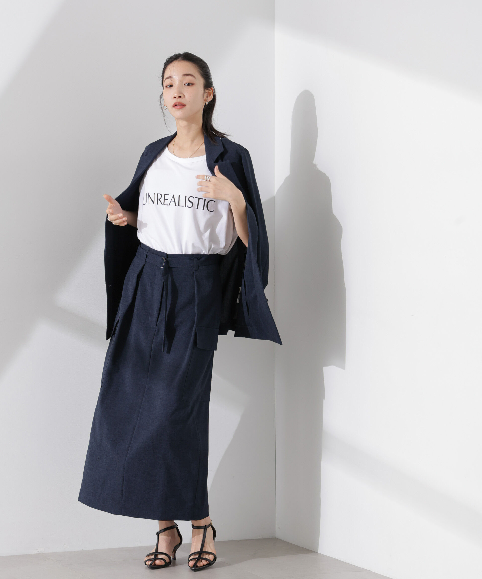 nano･universe「多機能素材ベルト付ポケットディティールスカート（セットアップ可）」|スカート|