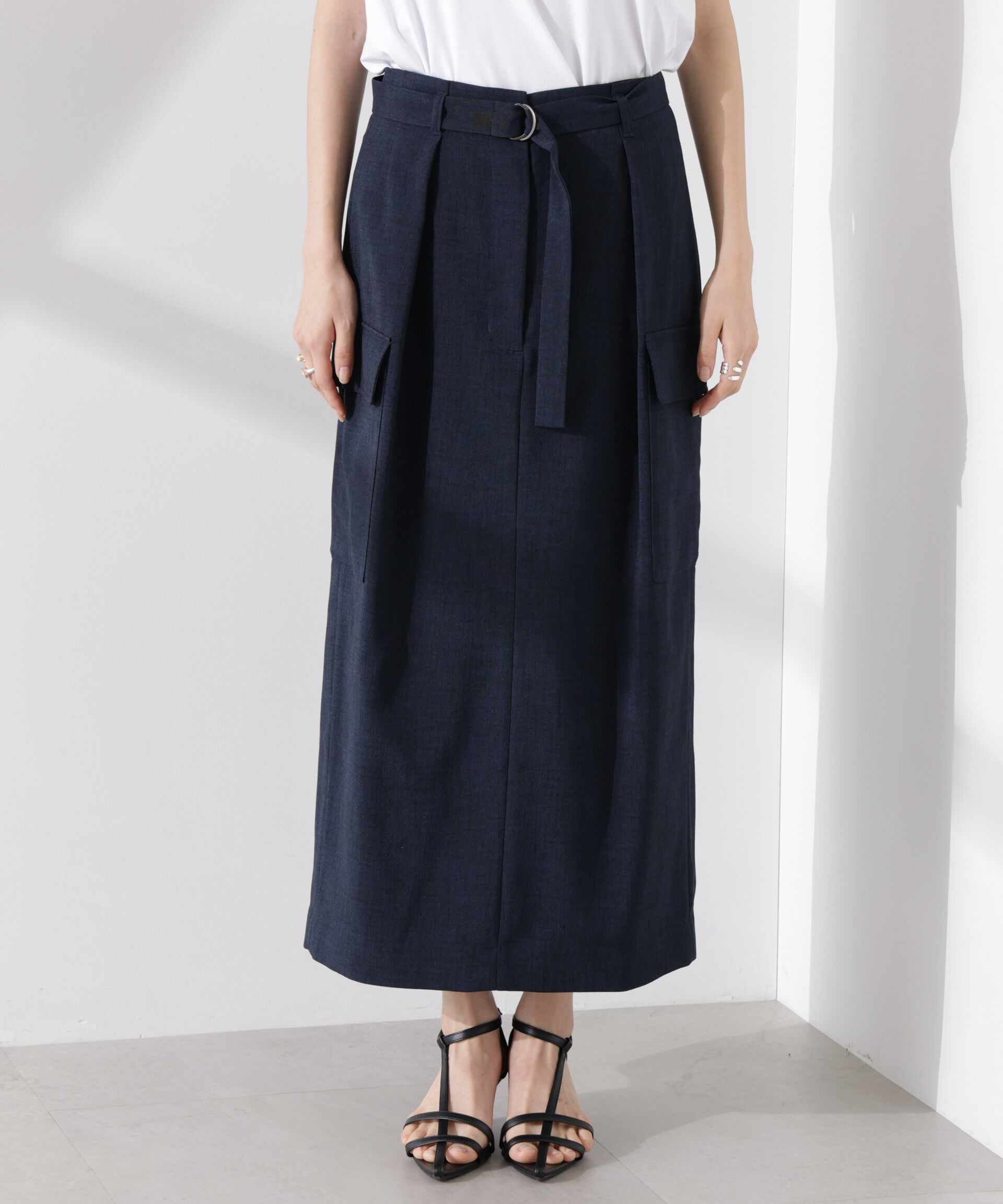 nano･universe「多機能素材ベルト付ポケットディティールスカート（セットアップ可）」|スカート|