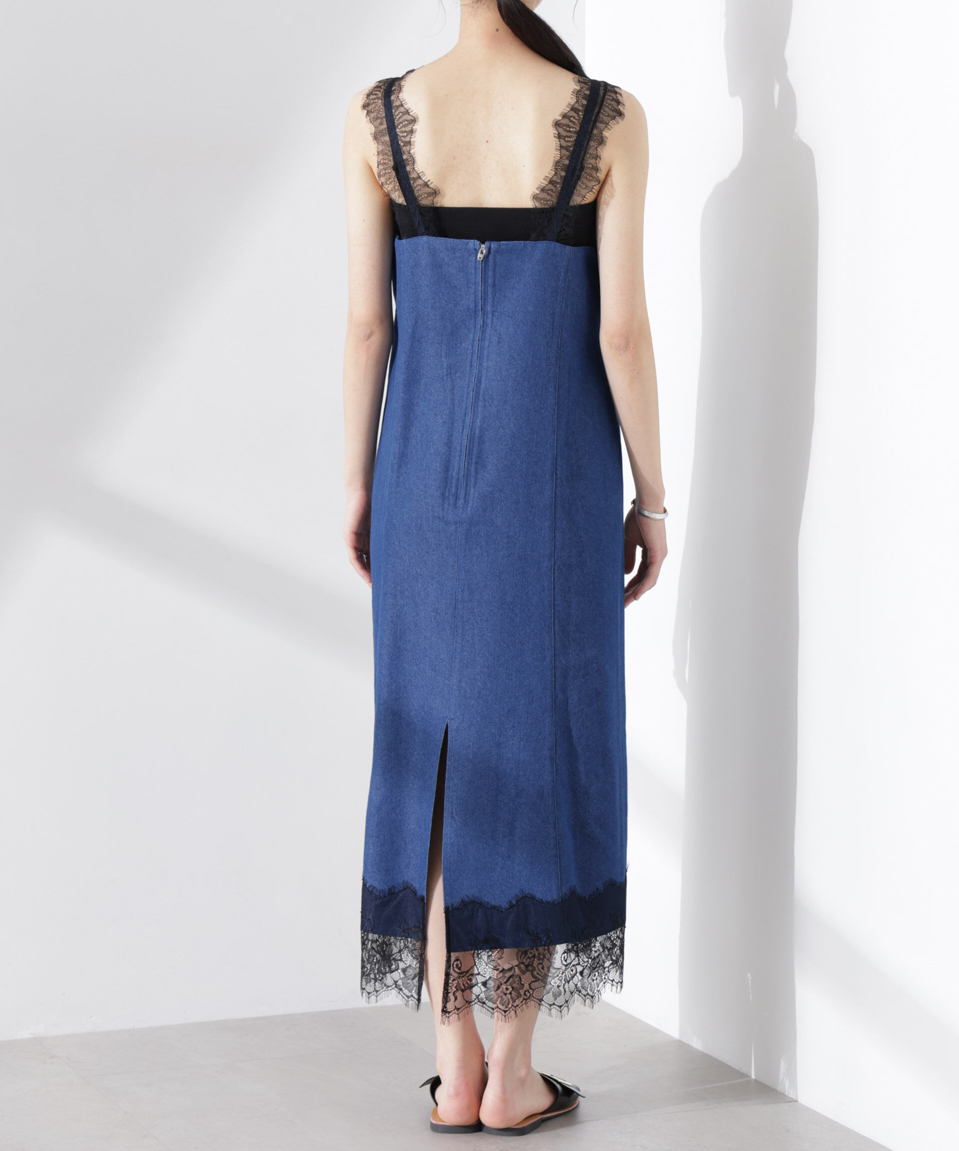 nano･universe「レースディティールデニムドレス」|ワンピース|