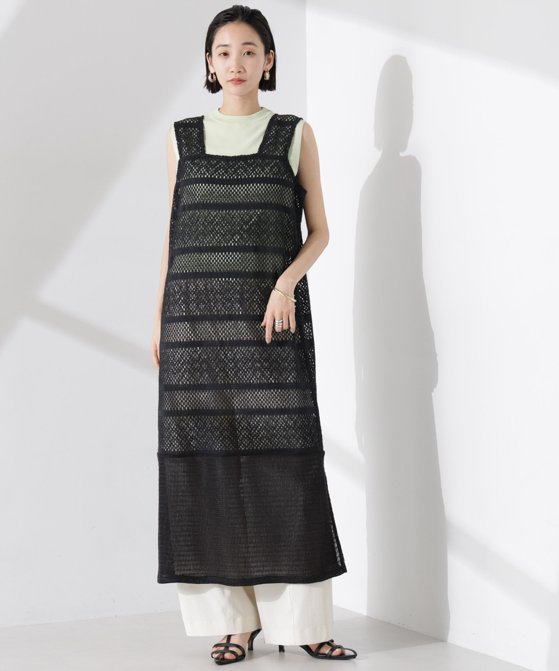 nano･universe「クロシェニット風レースノースリーブワンピース」|ワンピース|