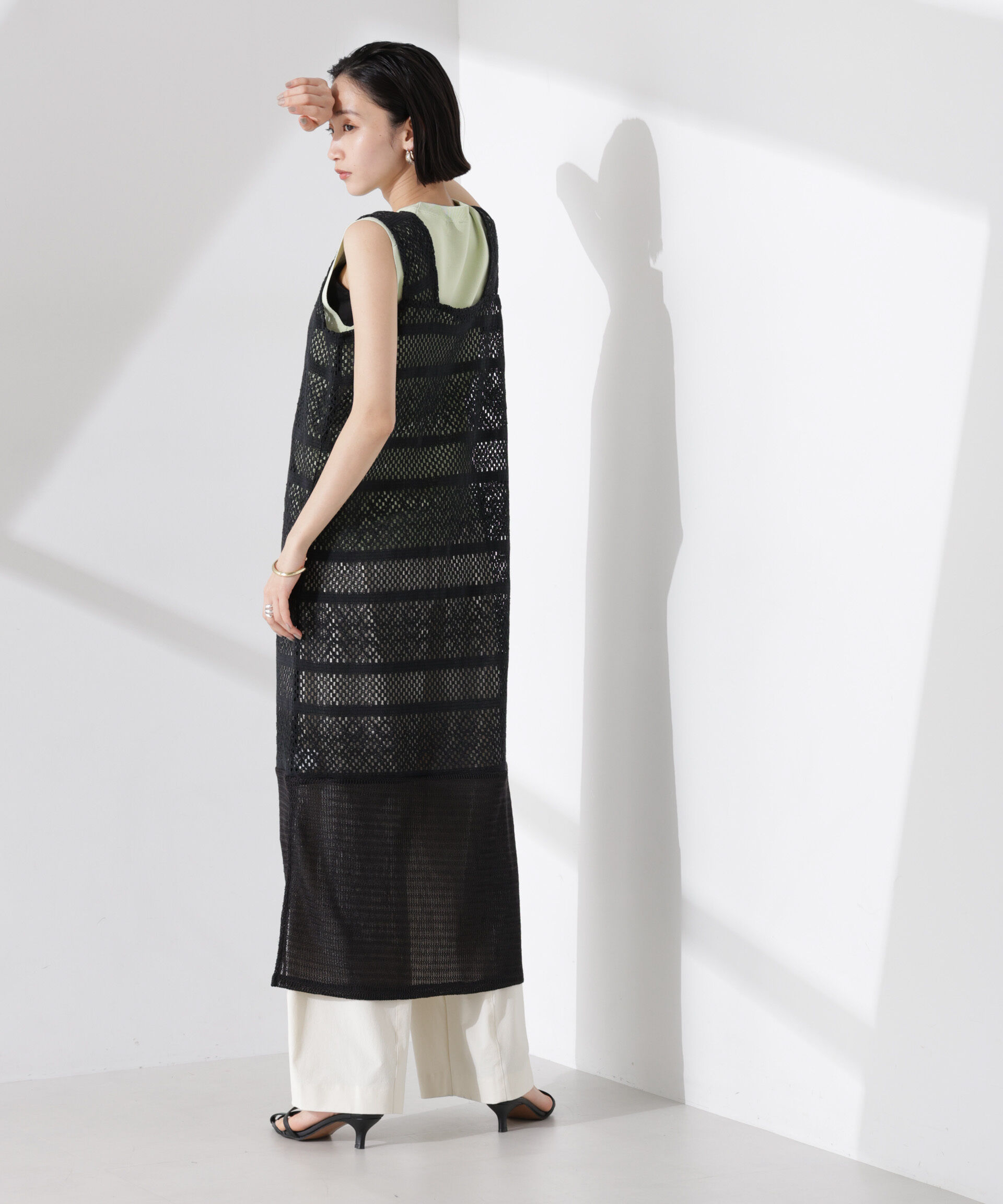 nano･universe「クロシェニット風レースノースリーブワンピース」|ワンピース|