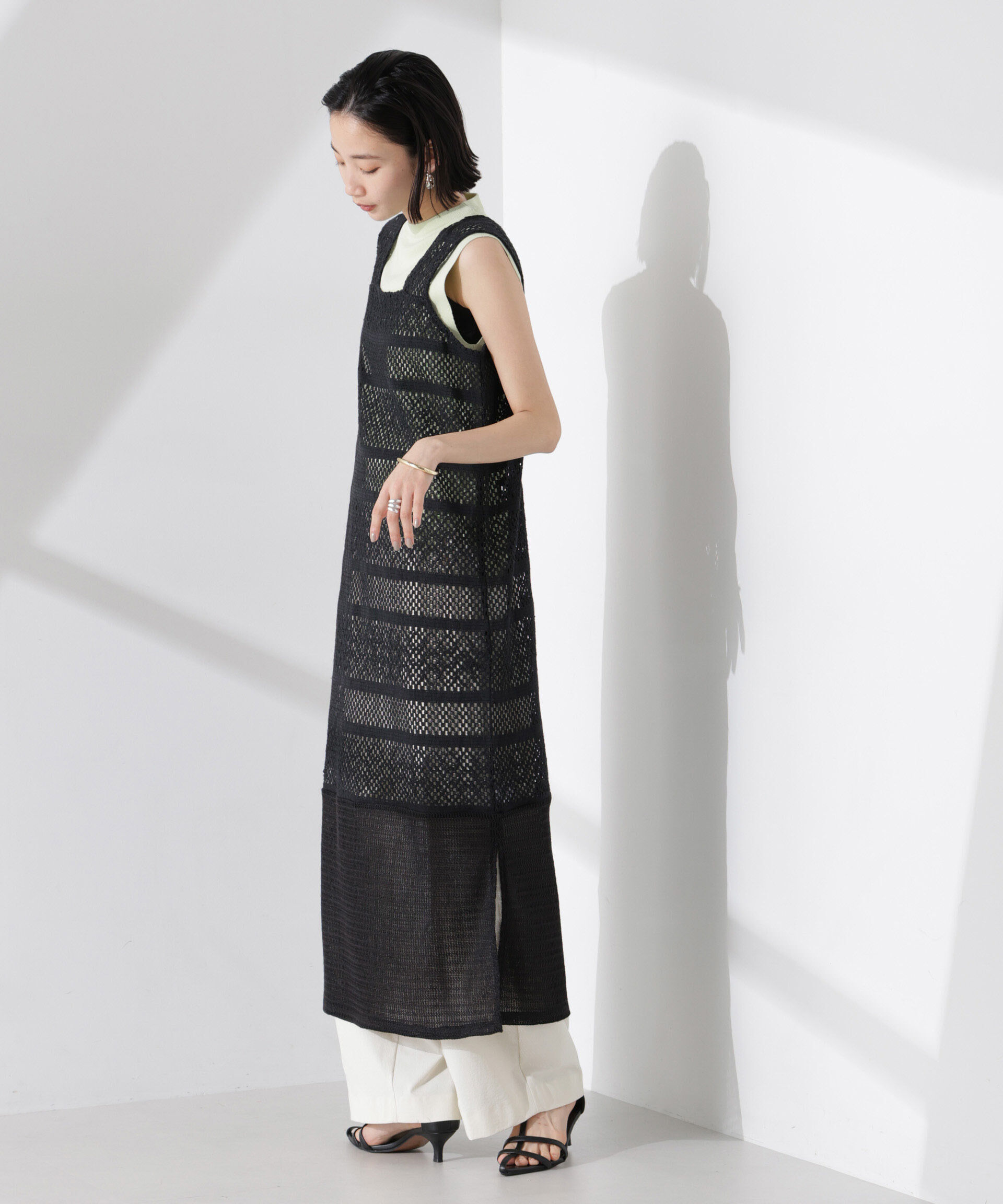 nano･universe「クロシェニット風レースノースリーブワンピース」|ワンピース|