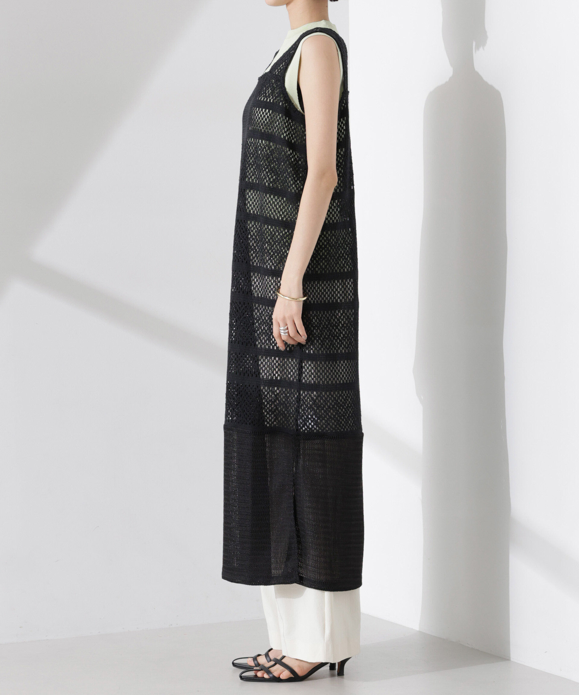 nano･universe「クロシェニット風レースノースリーブワンピース」|ワンピース|