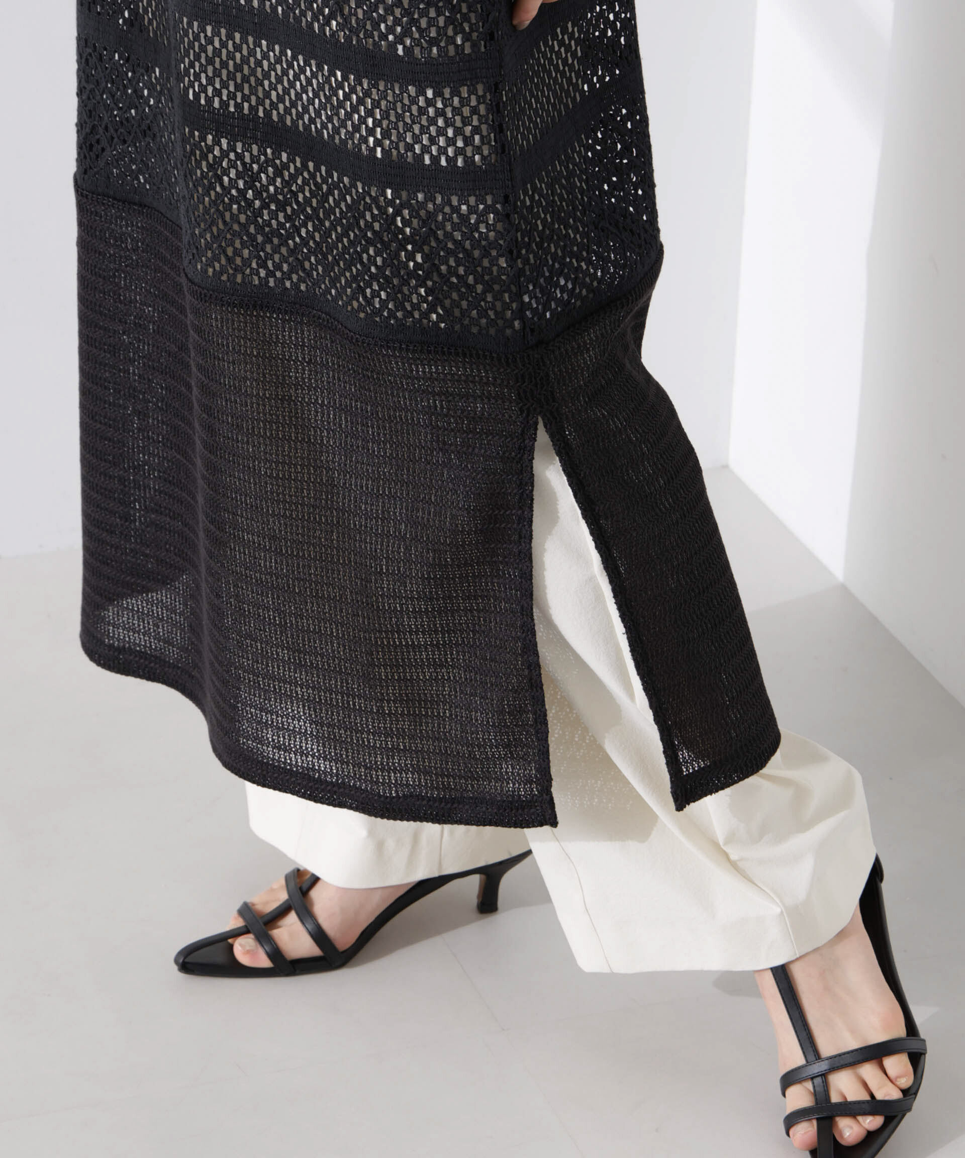 nano･universe「クロシェニット風レースノースリーブワンピース」|ワンピース|