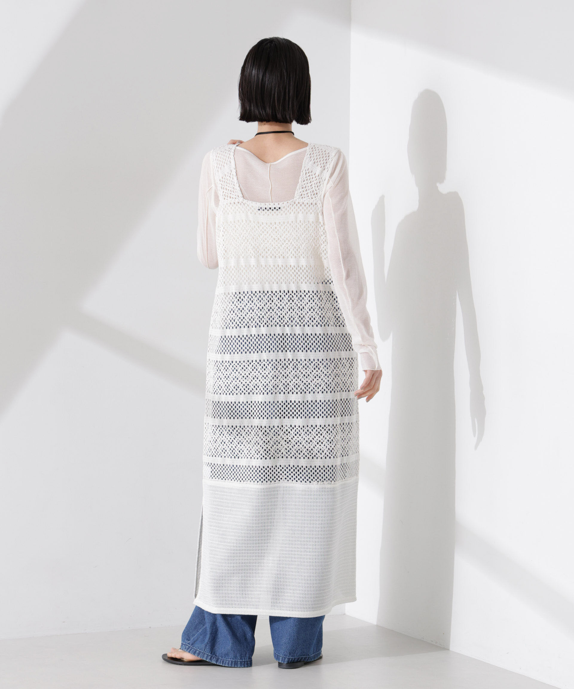 nano･universe「クロシェニット風レースノースリーブワンピース」|ワンピース|