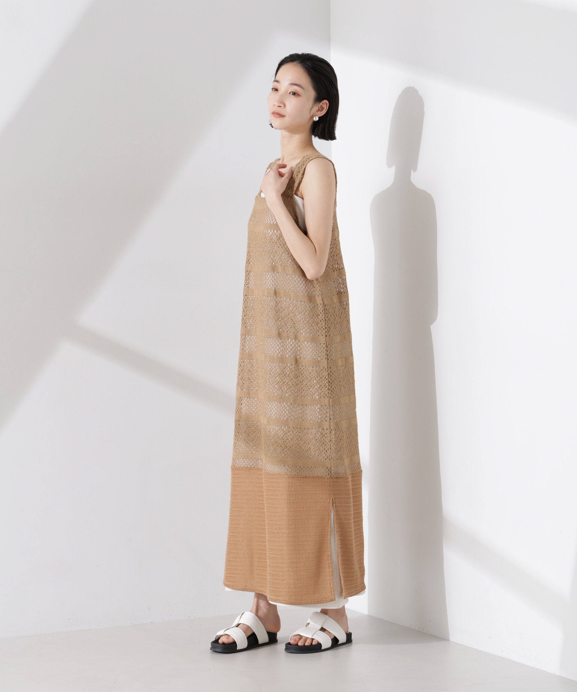 nano･universe「クロシェニット風レースノースリーブワンピース」|ワンピース|