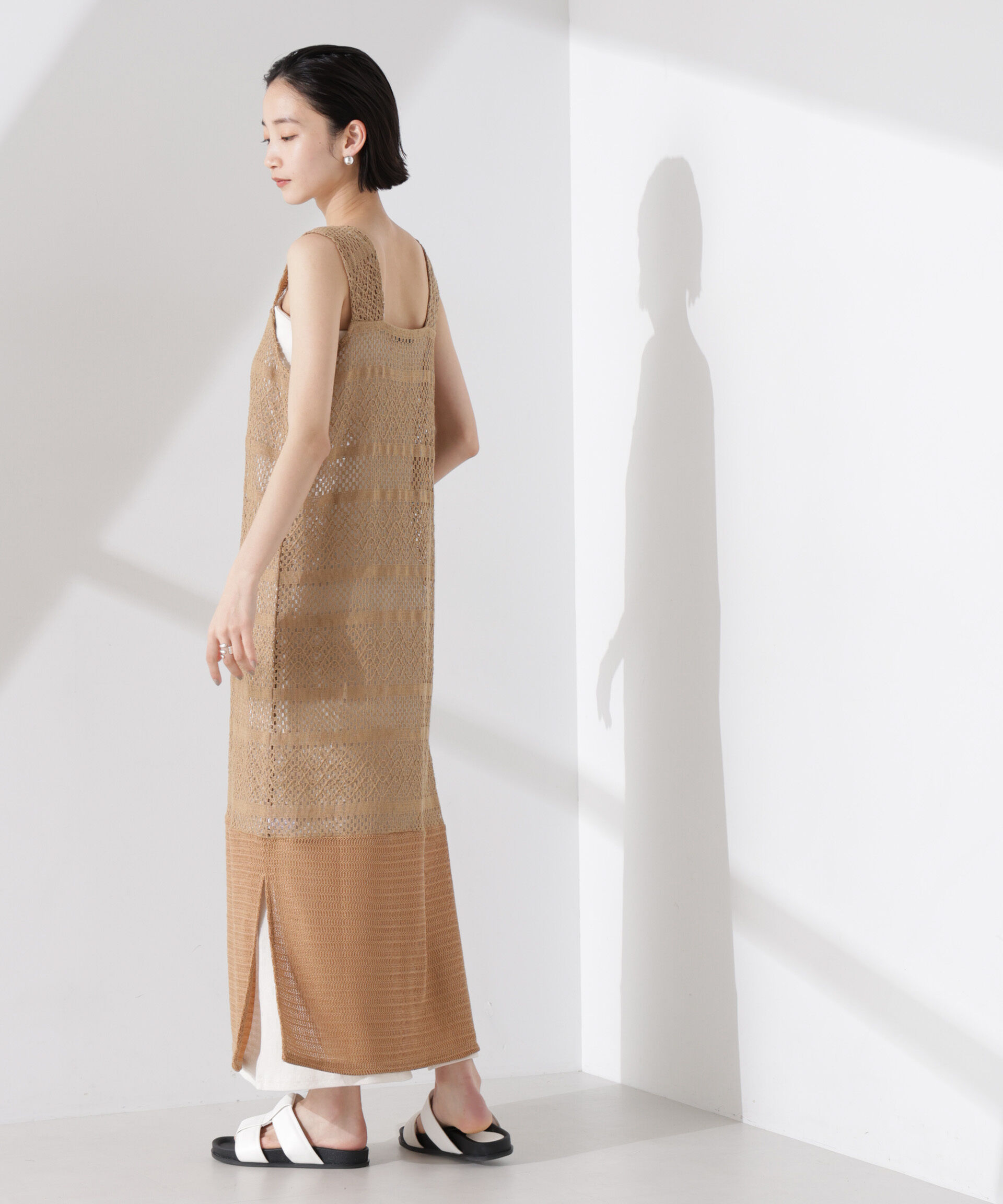 nano･universe「クロシェニット風レースノースリーブワンピース」|ワンピース|