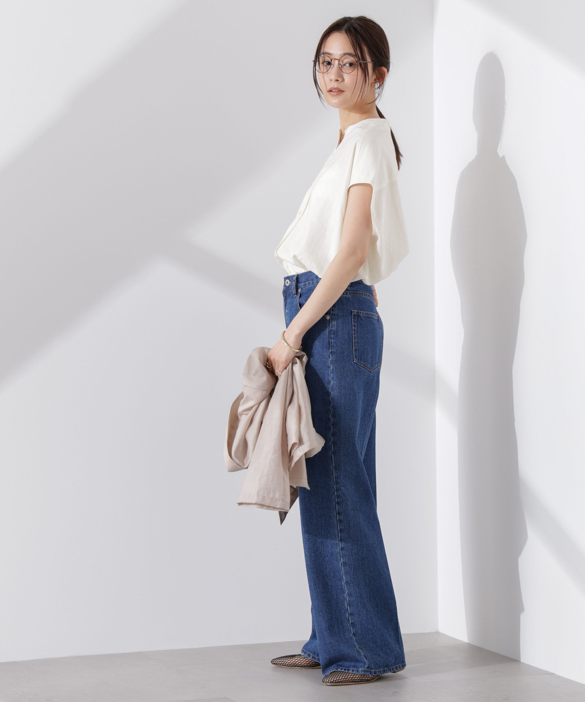 nano･universe「Anti Smell Linen フレンチスリーブシャツ」|シャツ・ブラウス|