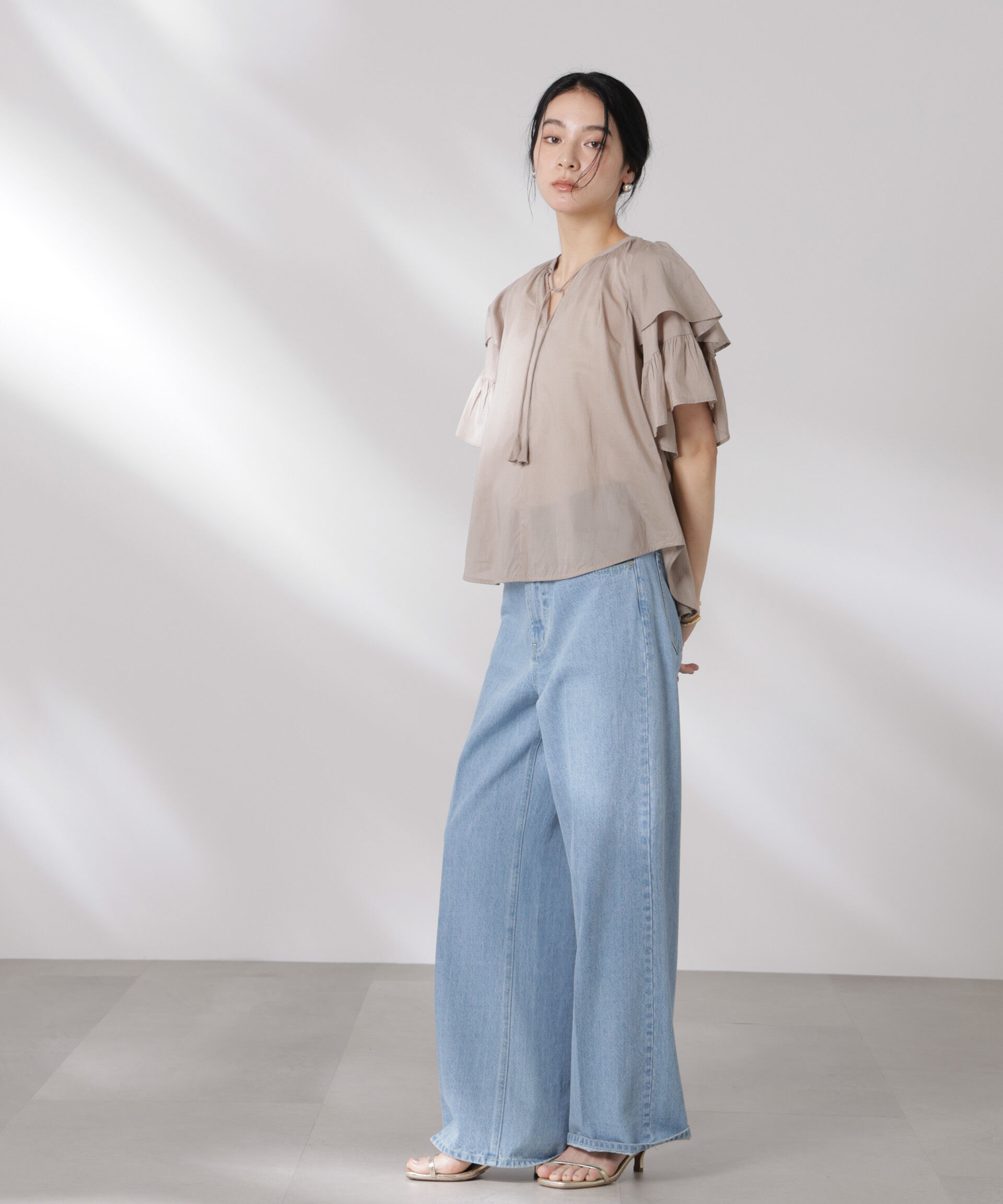 nano･universe「made in india コットンフリルスリーブブラウス」|シャツ・ブラウス|