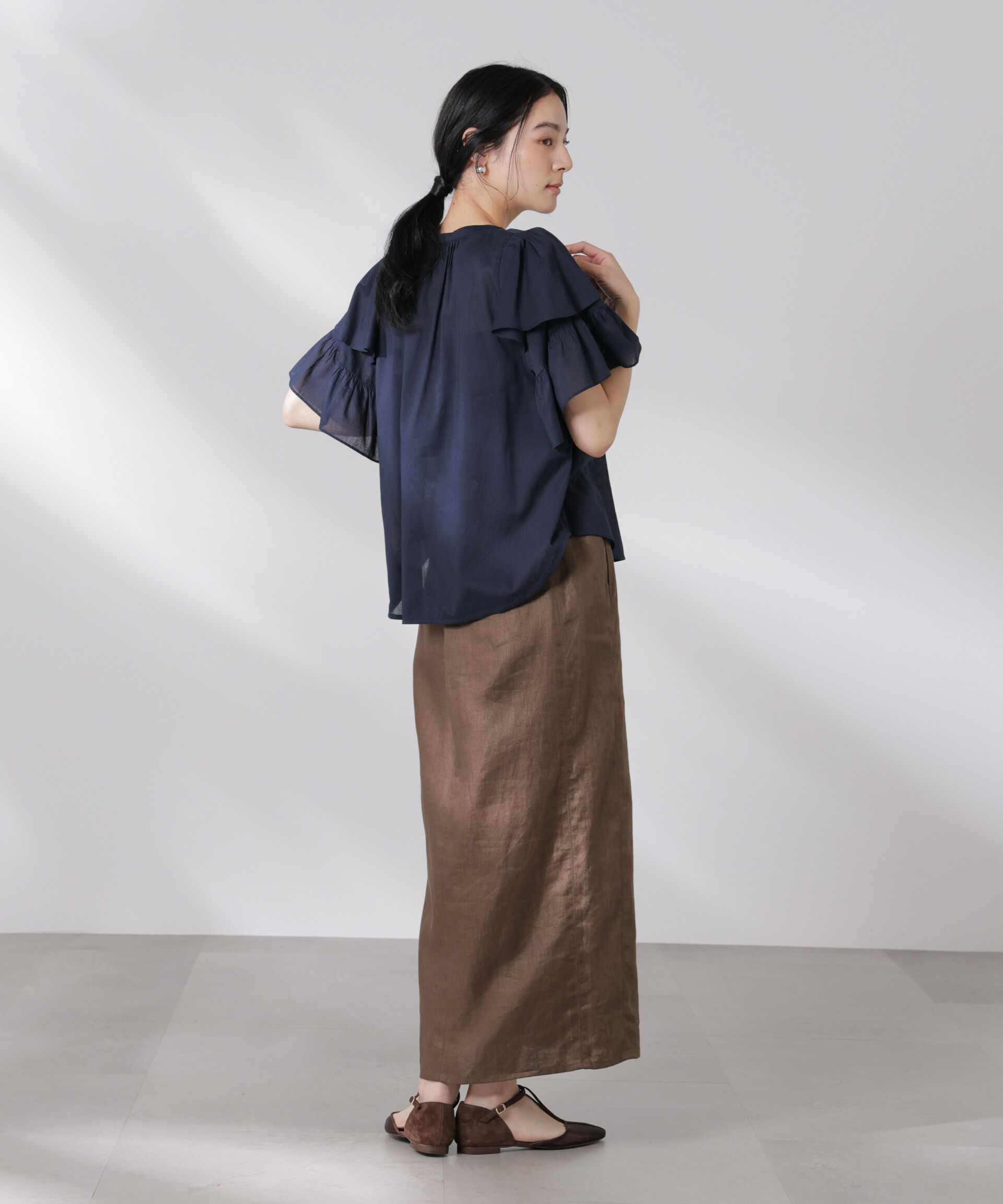 nano･universe「made in india コットンフリルスリーブブラウス」|シャツ・ブラウス|