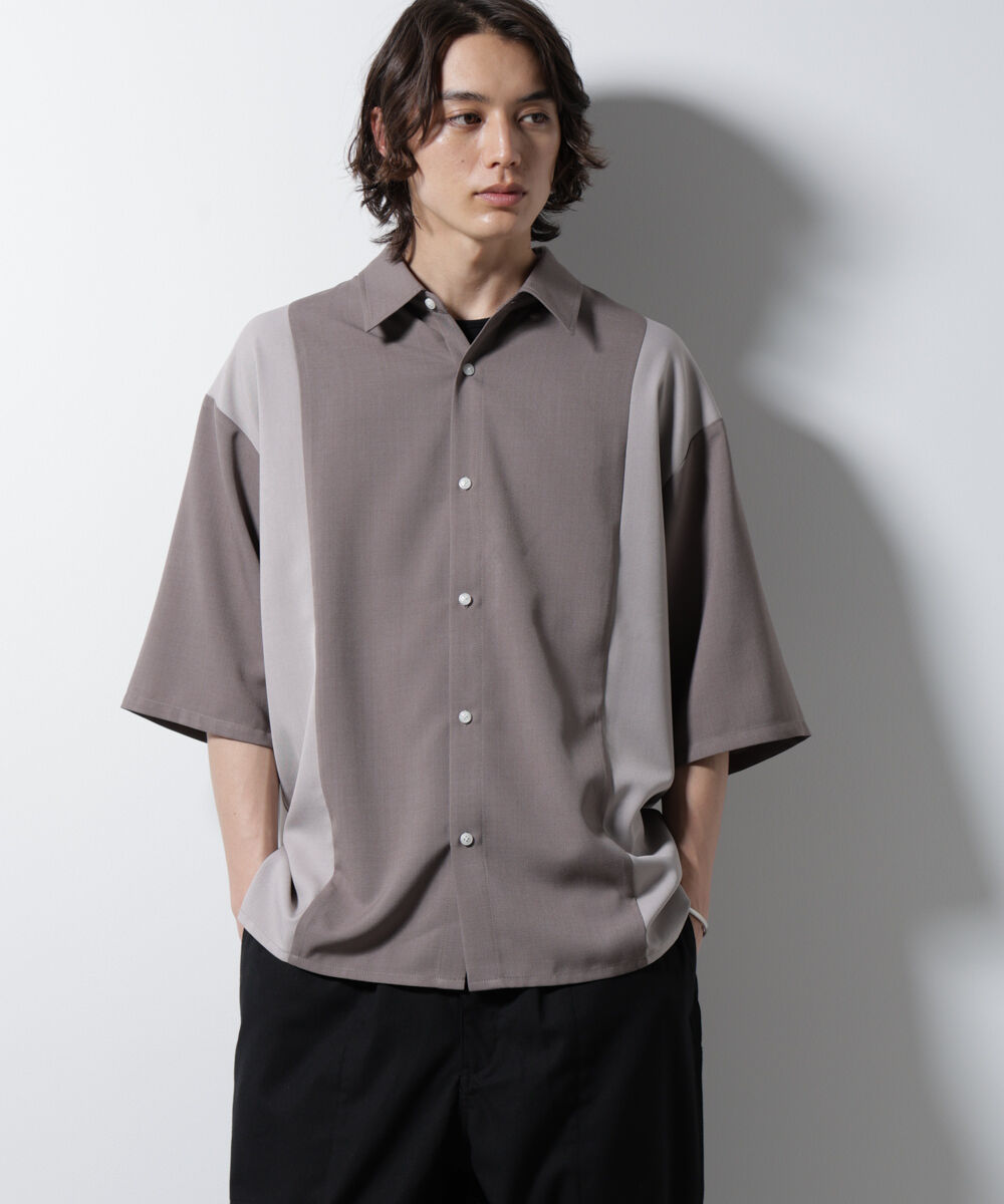 nano･universe「パネル切替バイカラーシャツ」|シャツ・ブラウス|ベージュ