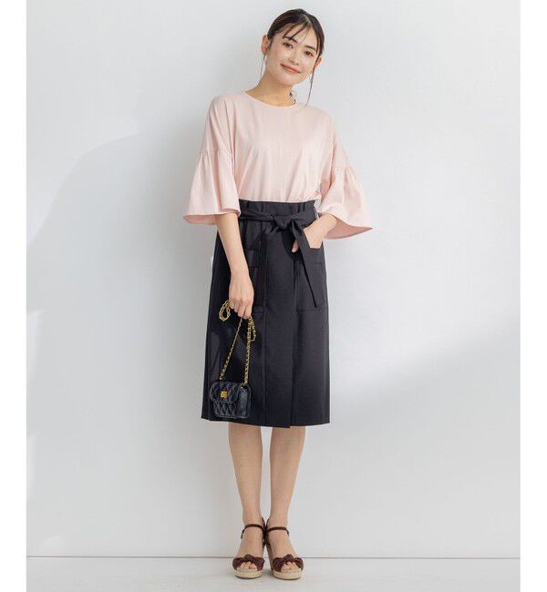 組曲「【ベルト付】リネン混オックスストレッチ キュロットパンツ」|キュロット|