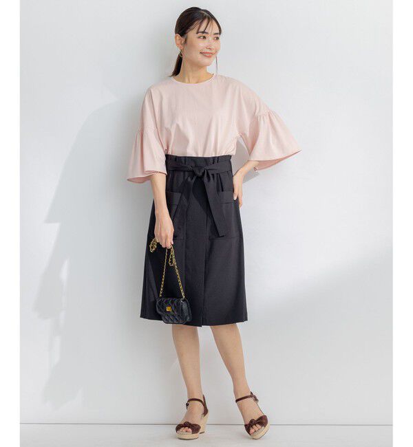 組曲「【ベルト付】リネン混オックスストレッチ キュロットパンツ」|キュロット|
