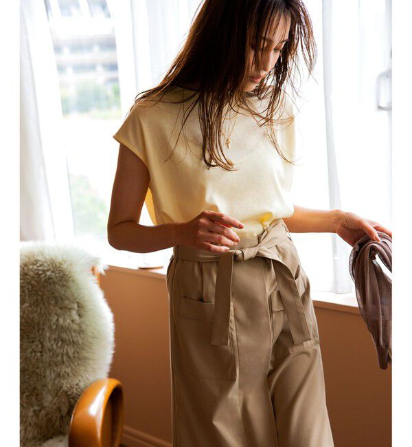 組曲「【ベルト付】リネン混オックスストレッチ キュロットパンツ」|キュロット|